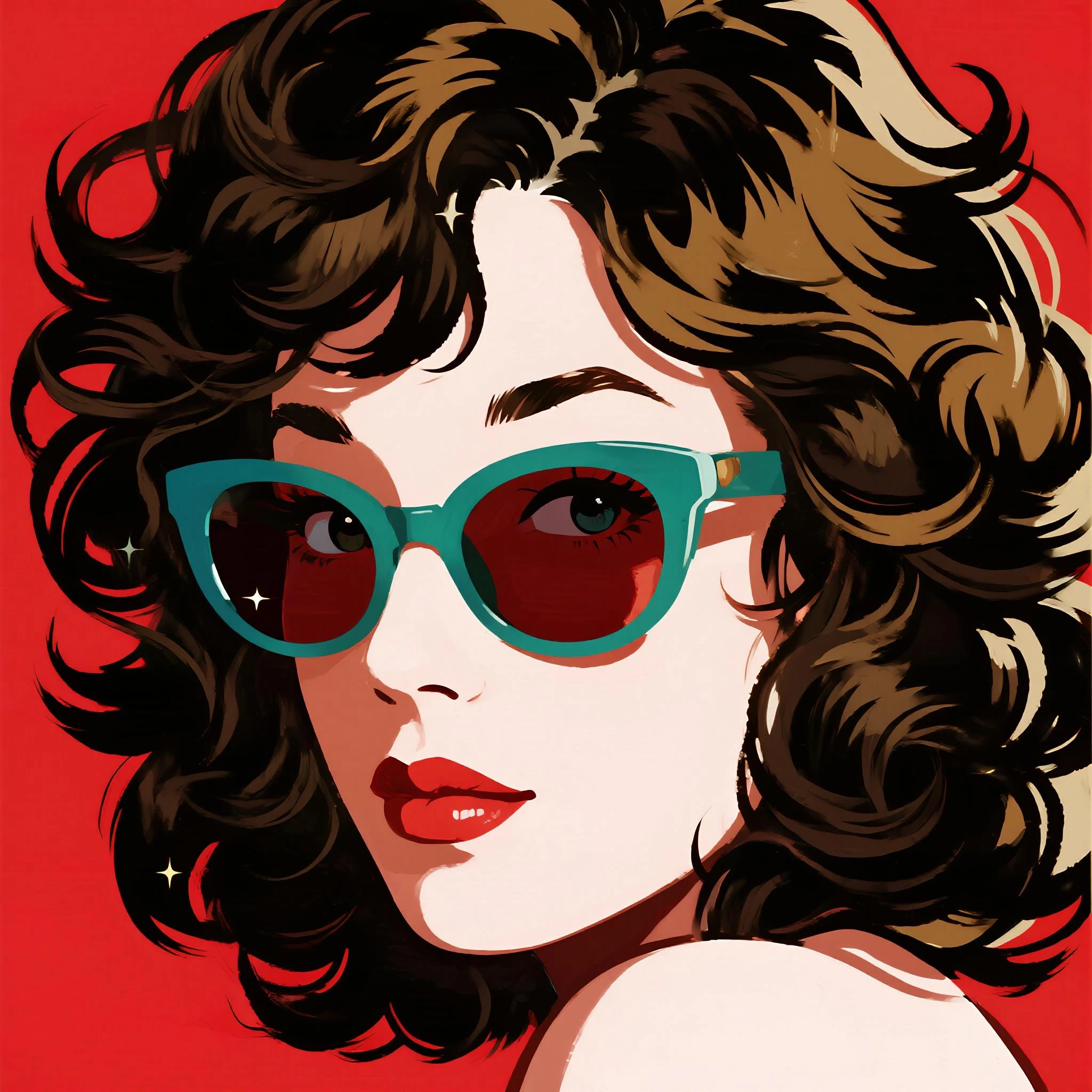 (Masterpiece, Best Quality), 8k Wallpaper, highly detailed, vintage, 1970s, a one sexy hippie girl, a portrait by Paul Kane, perfect face, hippie fashion, hippie, black haired, glasses, lines, abstract, mid century modern, vintage, , over the knee boots, retro picture, pulp, 70's pulp illustration, pulp, old retro pulp, pulp illustration.