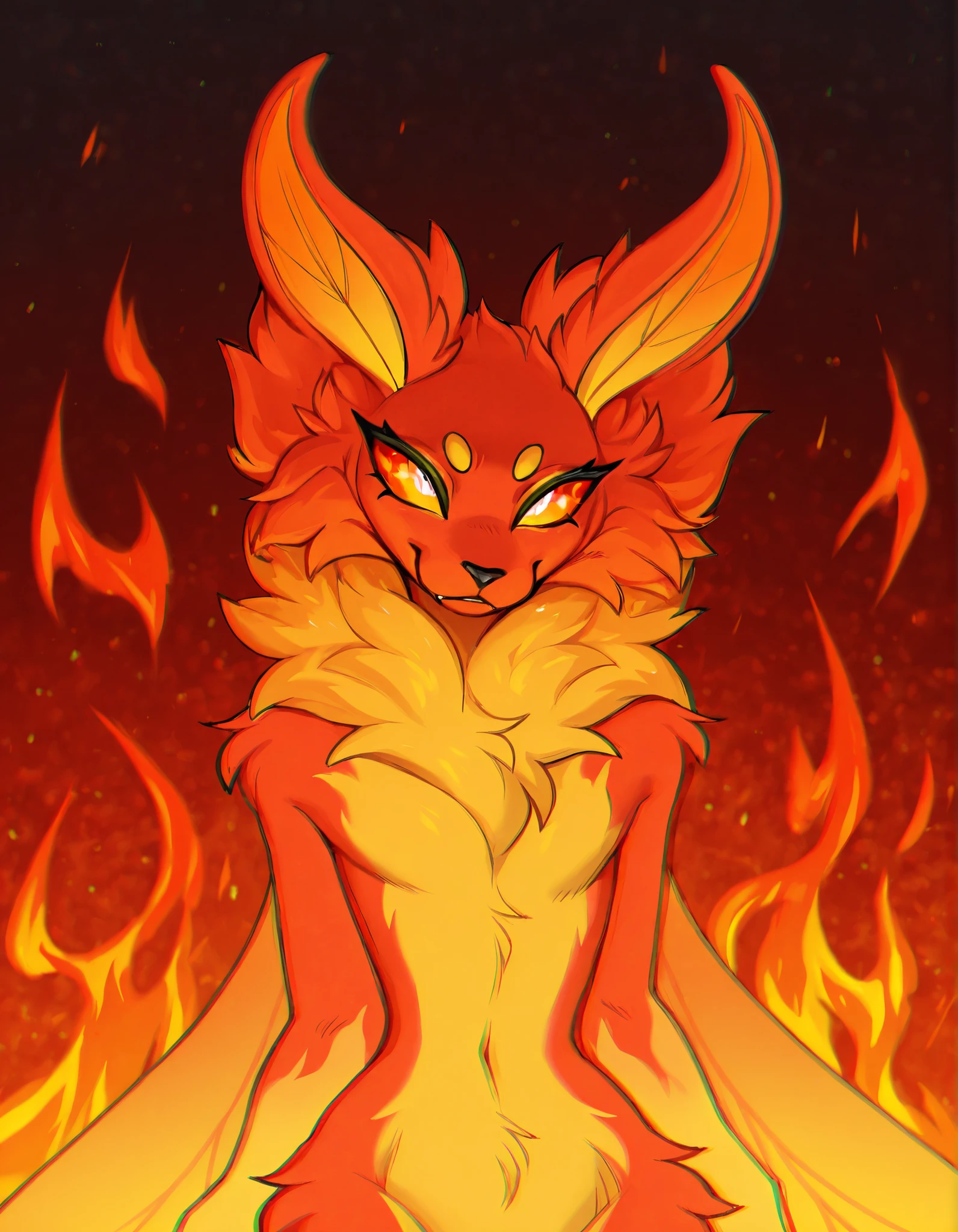 flame fur, body is made out of flames, fire fur, anthro moth, furry moth ,furry anthro, exuding heat, heatwaves, detailed eyes, chromatic aberration,