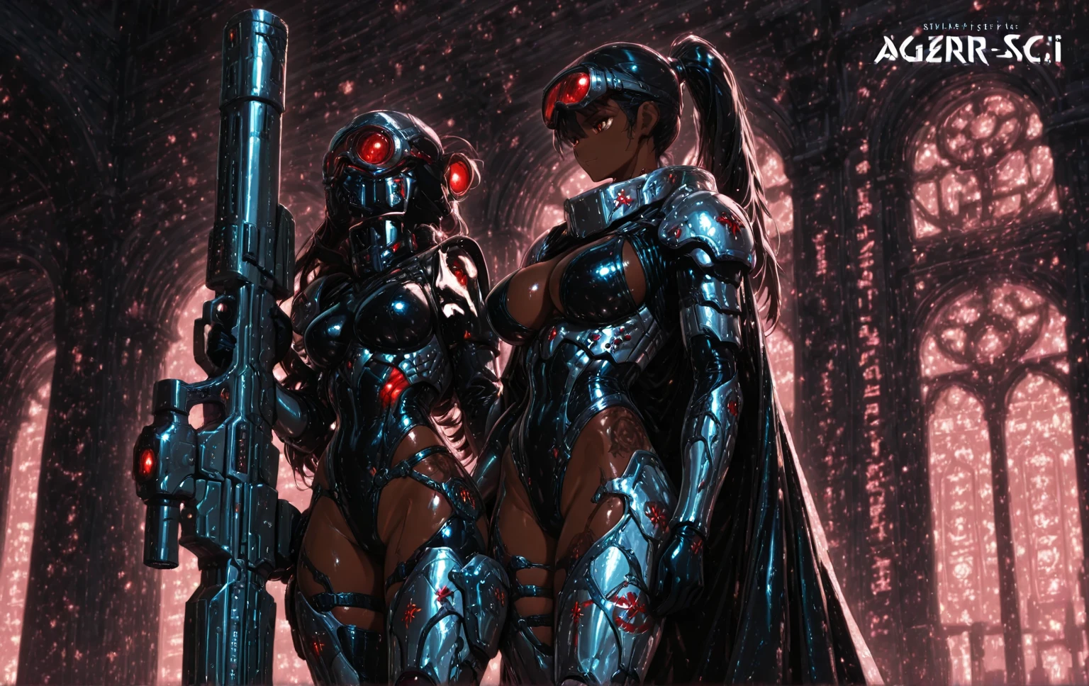 Zentangle (masterpiece, best quality:1),(3girls and boys:1.1),(red power armor:1.1),(sci fi helmet on head with glowing green eyes,mask:0.8),looking at viewer,military squad,single braid,(from below),absurdres,HDR,colorful,detailed background,outdoors,<lora:nukeops14ssv0.99.64tx2.2:0.34> . Intricate, abstract, monochrome, patterns, meditative, highly detailed