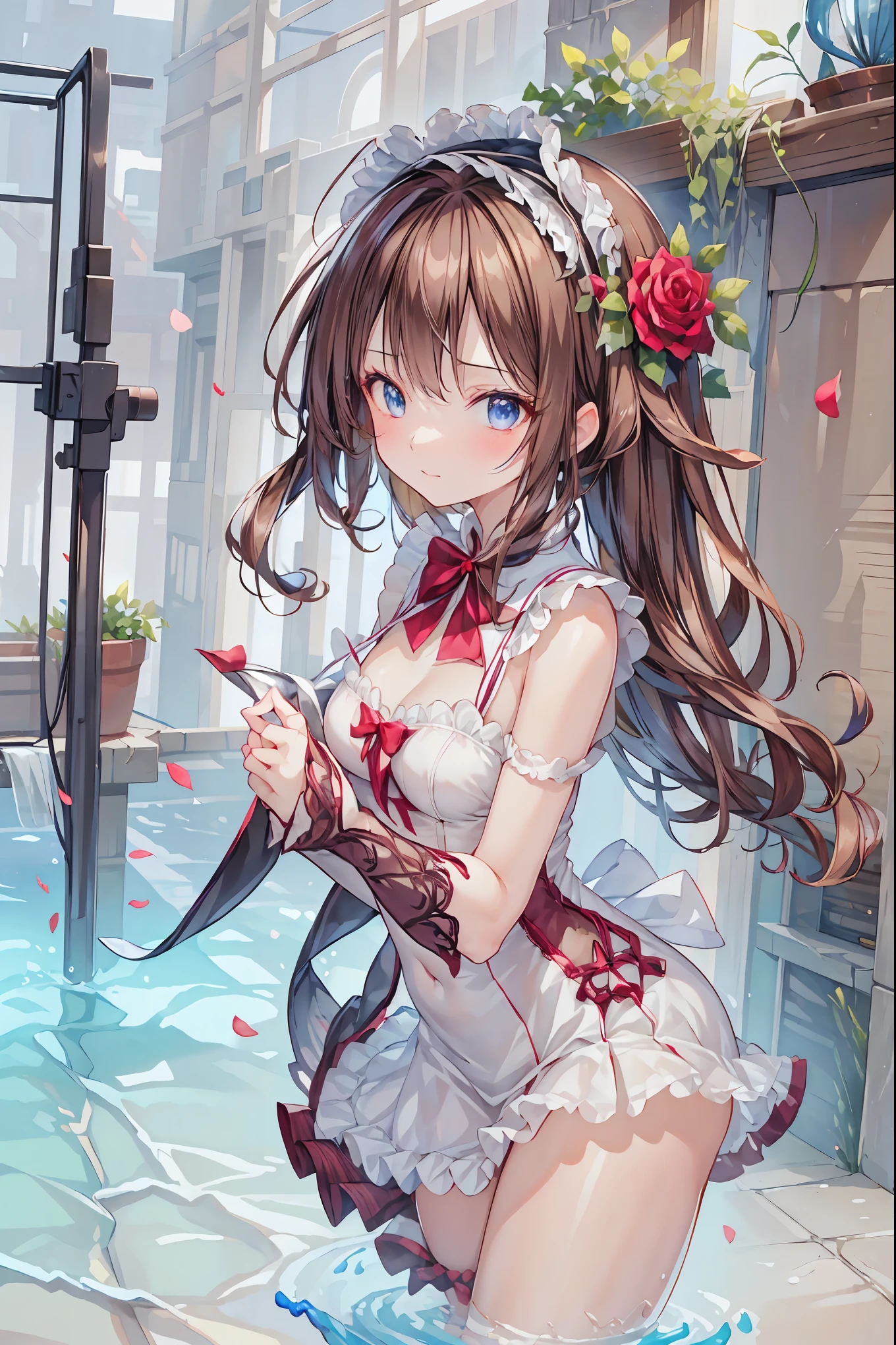 rozen maiden、The Rose Knight、 Rose Warrior 、Its beauty is like a rose、 petals一枚ごとに棘の秘密を隠す ,brown hair,shortcuts,unkempt hair,Short braided hair,Neat,slender beauty,correct posture,small breasted,beautiful legs,Fascinating Gray-Blue Eyes Shine Like Stars,Saggy Eyes,Brilliant Colors,beautiful eyes,A delicate smile,Textured Skin,Highest Quality,gentle and beautiful woman,anime style、,1girl,detailed portrait,gorgeous maiden,rose knight,rose warrior, petals,rose thorns,cinematic lighting,ambient glow,soft light,vivid colors,highly detailed,photorealistic,4k,8k,professional digital art,masterpiece,precise detailed depiction