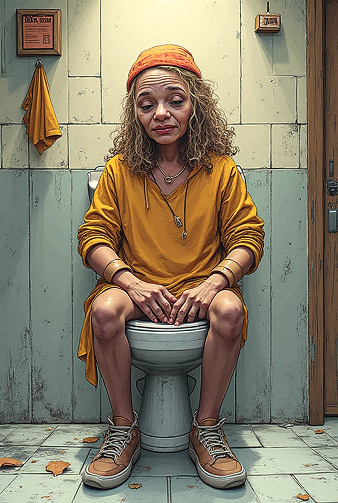 Slim fit weak Very Pale skin black eyebrows kurdish glasses teen in hijab  shoulder  arm breasts  cleaning the the ground bathroom view from top housekeeping stands  full body 