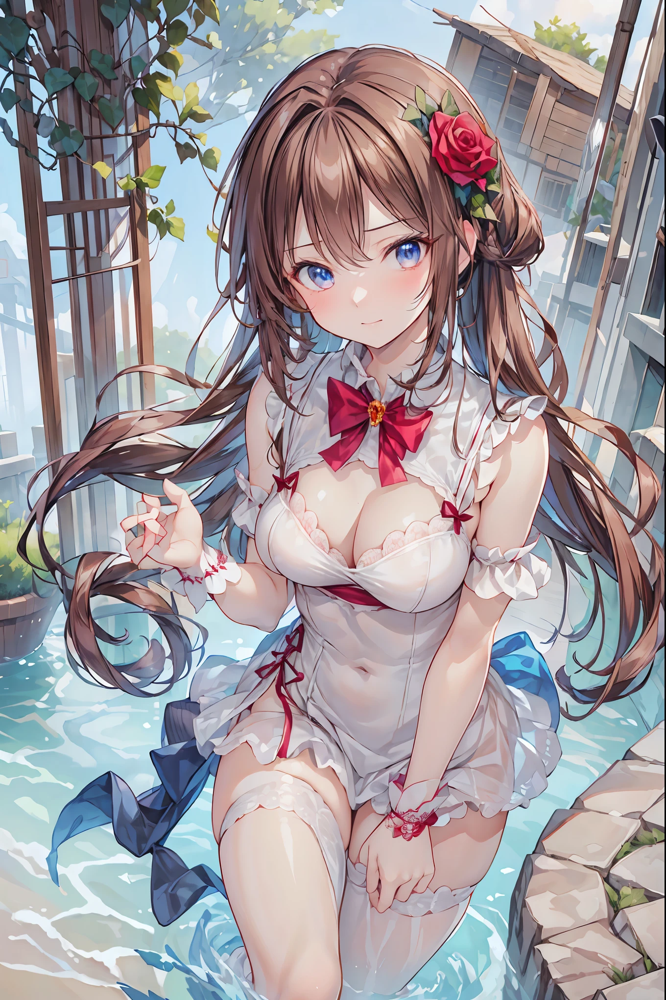 rozen maiden、The Rose Knight、 Rose Warrior 、Its beauty is like a rose、 petals一枚ごとに棘の秘密を隠す ,brown hair,shortcuts,unkempt hair,Short braided hair,Neat,slender beauty,correct posture,small breasted,beautiful legs,Fascinating Gray-Blue Eyes Shine Like Stars,Saggy Eyes,Brilliant Colors,beautiful eyes,A delicate smile,Textured Skin,Highest Quality,gentle and beautiful woman,anime style、,1girl,detailed portrait,gorgeous maiden,rose knight,rose warrior, petals,rose thorns,cinematic lighting,ambient glow,soft light,vivid colors,highly detailed,photorealistic,4k,8k,professional digital art,masterpiece,precise detailed depiction