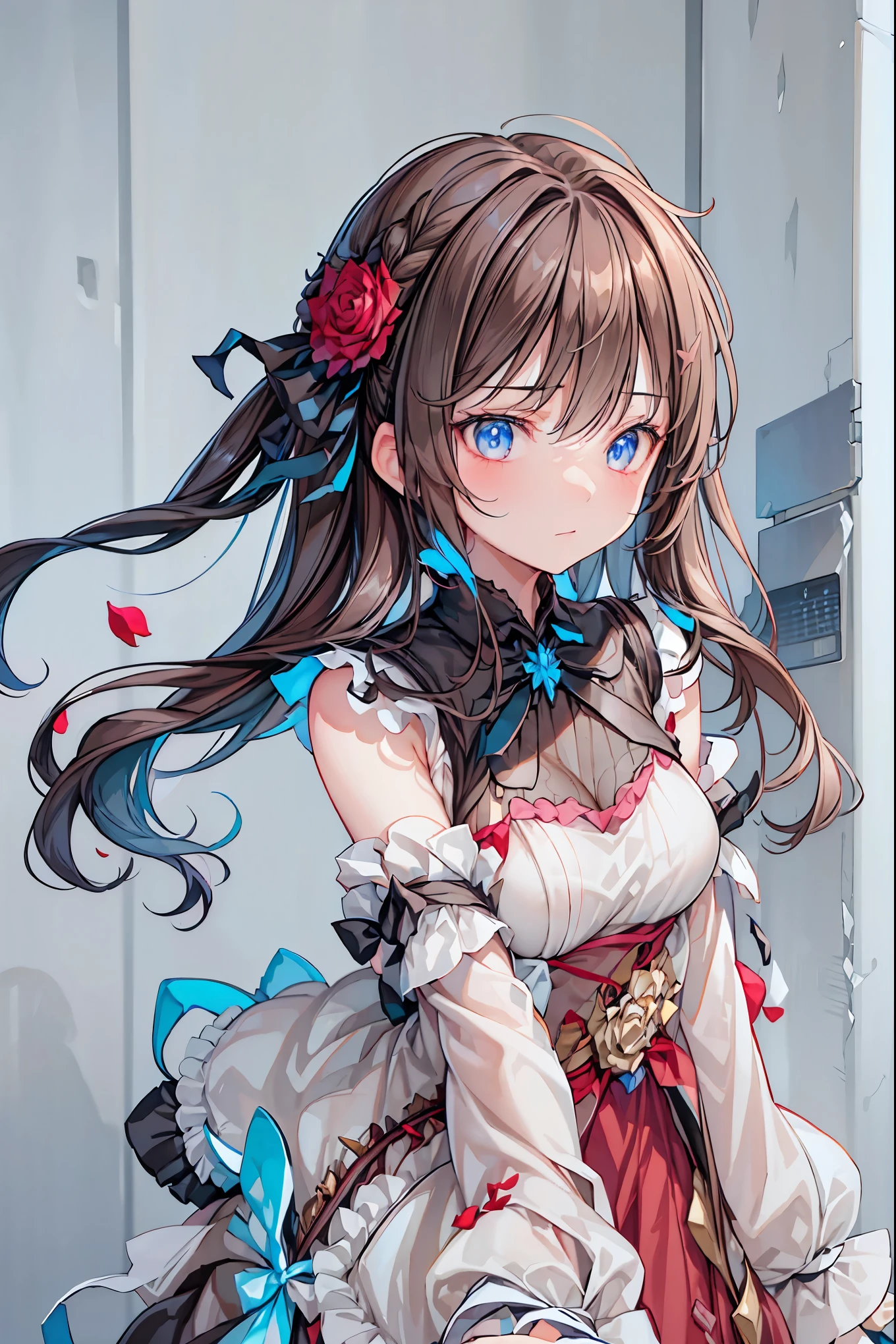 rozen maiden、The Rose Knight、 Rose Warrior 、Its beauty is like a rose、 petals一枚ごとに棘の秘密を隠す ,brown hair,shortcuts,unkempt hair,Short braided hair,Neat,slender beauty,correct posture,small breasted,beautiful legs,Fascinating Gray-Blue Eyes Shine Like Stars,Saggy Eyes,Brilliant Colors,beautiful eyes,A delicate smile,Textured Skin,Highest Quality,gentle and beautiful woman,anime style、,1girl,detailed portrait,gorgeous maiden,rose knight,rose warrior, petals,rose thorns,cinematic lighting,ambient glow,soft light,vivid colors,highly detailed,photorealistic,4k,8k,professional digital art,masterpiece,precise detailed depiction