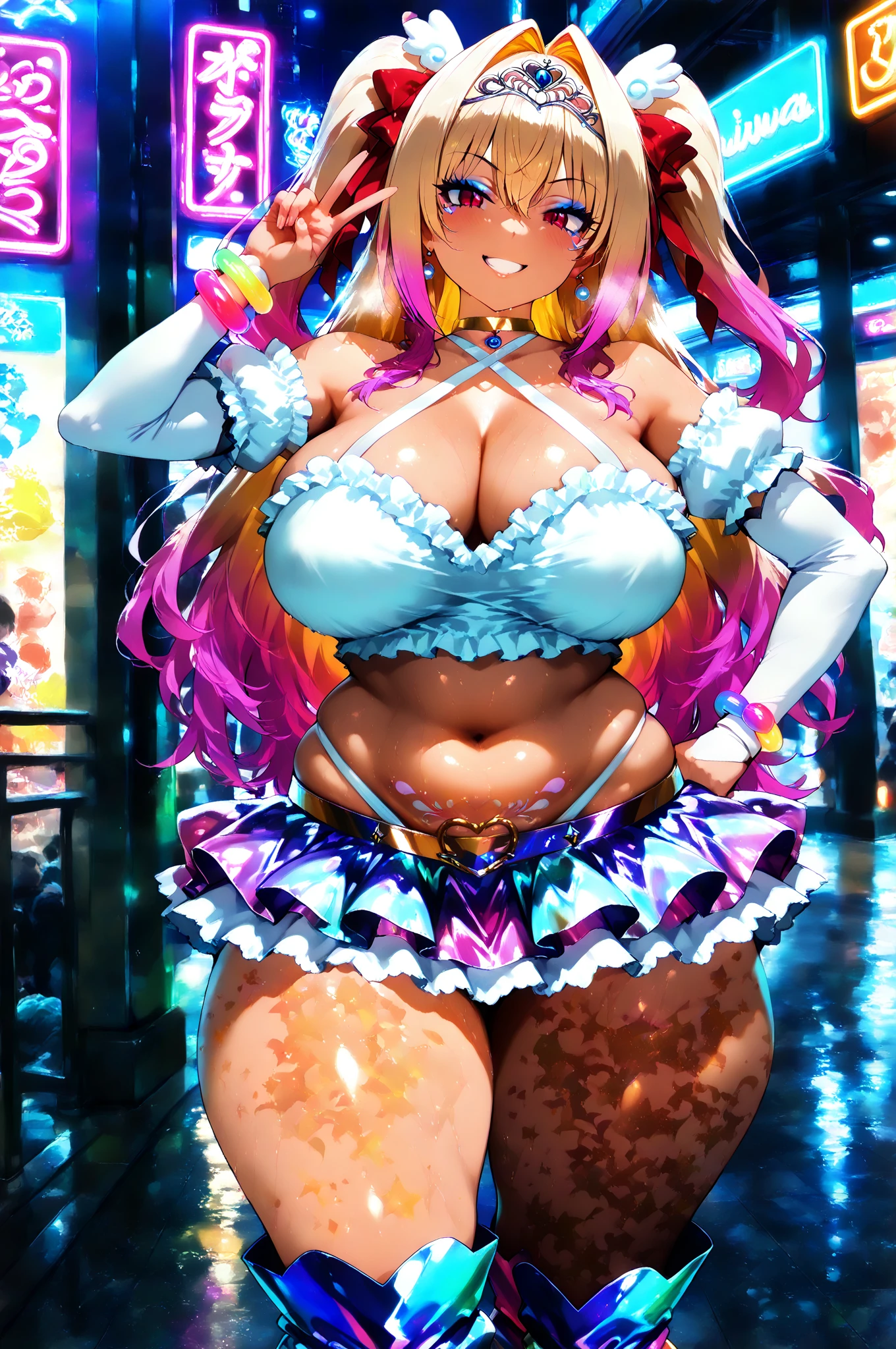 ((Highest quality、High resolution、Highly detailed CG Unity 8k wallpaper))、((cheerleader,standing split,standing on one leg)),1 girl,Complete limbs、Full Finger、lip, Beautiful face in every detail,Curvaceous physique, Cleavage, Blushing, Captivating eyes,((blondeの髪の女性,Side Ponytail,Hair Scrunchie))、(Huge :1.5),Perfect body,Voluptuous body, Bent body,Naughty anime style, Plus Size Model, Sloppy body,Erotic manga style body,Wet,Sweat,Beautiful face in every detail, Married woman atmosphere,30 years old,Beautiful busty woman:1.3 Detailed Face、Perfect body、Unparalleled beauty、blonde、Beautiful breasts、Spread your legs、Embarrassing  smile