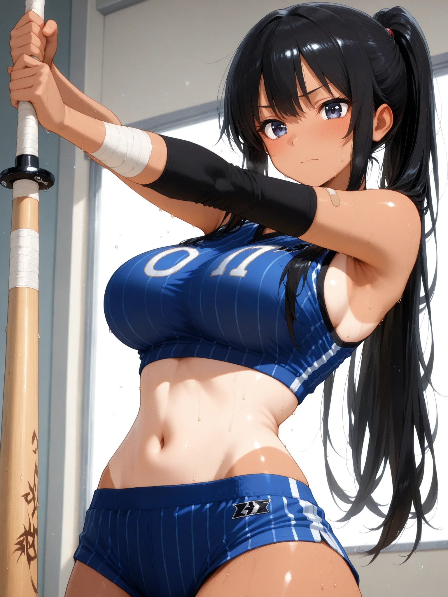 One Woman、beautiful girl、high school girl、tennisコート、Sun visor、tennisウェア、mini skirt、ponytail、Long Hair、tennis、The stands are full、tennisラケットを持つ、Highest quality,  Thick thighs、Big 、Big Ass、Black Hair、Sweaty body、Fullback panties、tennisボールを打ち返す、tennisラケットを振る、tennisボール、Hit the serve、Cowboy Shot、See-through bra