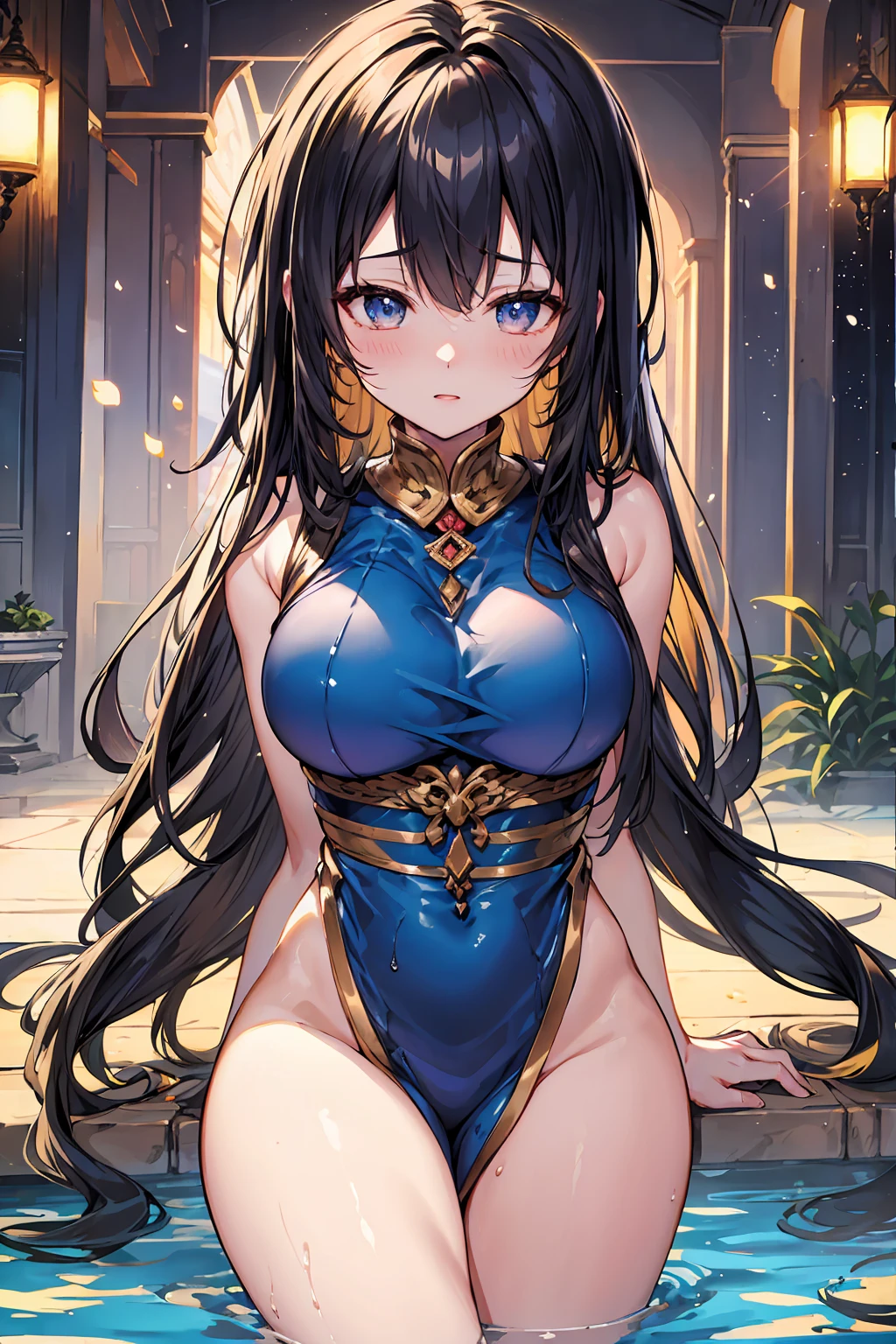 (masterpiece, finely detailed beautiful eyes: 1.2), ultra-detailed, illustration, 1girl, ????????????, goddess of water, detailed background,