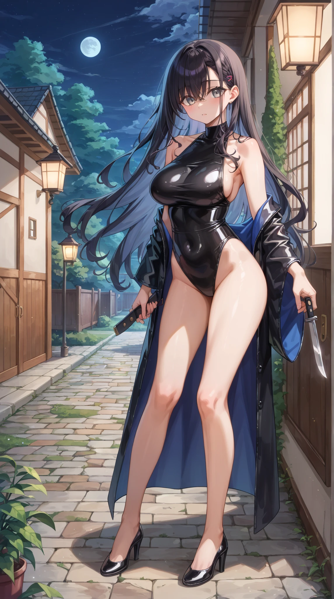 ((Highest quality、unity 8k wallpaper、32k、masterpiece、Very detailed、Ultra-high resolution、Ultra-high resolution、 Very detailedな顔, RAW Photos, Professional, Ultra-fine painting, Anatomically Correct Lizard Girl)) Yui Kotegawa transforms into a Blue Dragon, kotegawayui, Long black hair, Yellow Eyes, ((Reptile Eyes))、mouth with sharp fangs,、(From shoulder to collarbone、It is covered with fine scales up to its neck.)、(((In the ass、Juxtaposition, Impressive lizard tail stretching from tailbone to spine))) 、((Dragon legs with sharp claws、Fine blue scales that stretch like socks down to the thighs、Fine blue scales that grow like long gloves、Long nails))、Nipples are fully visible、((There are fine scales on the sides、It has fine blue scales growing around its waist..., Scales on the back、Scales from flank to thigh))、(The boundary between the scales and the skin is unclear)、((A small fin on the spine that continues to the tail))、(((Giant blue bat wings growing from the shoulder blades on his back)))