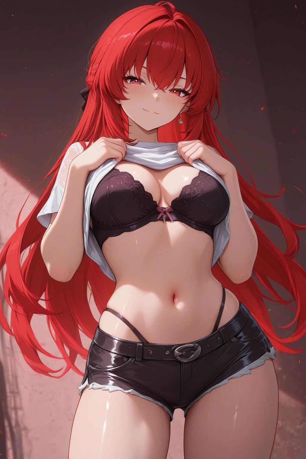 (((fear))),red eyes,red eyes,(bra,shorts),cleanched teeth,perfect eyes,best quality
