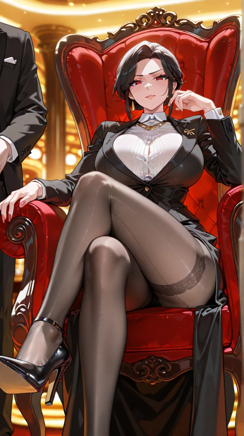 ((cute) | (Moe)| (sweet) | (Fresh)), alone、Lewd face　Shy and seductive look　A look of contempt　Sexy Body　Clear Eyes　Round eyes　office lady　Japanese women　Manga illustration　Beautiful and firm breasts　Beautiful E Cup Breasts　the body is slim　Highest quality　4K Chignon Hairstyle　Hair tied up　Medium Long Hair　Reddish black hair　hair ornaments　necklace　Simple Background　Seductive pose　garter belt　Black lace stockings　Earrings　　派手なnecklace　Fine details　Beautiful anime illustrations　Beautiful Face　alone　High resolution, One Girl, Highest quality, Attention to detail, Slightly parted lips　Seductive red lips　Professional, Vibrant colors, Perfect Anatomy, ideal facial features, 理想的なProfessionalポーションの図, Perfectly beautiful body, Highly detailed skin, Glowing Skin, Glowing Skin, Cleavage, Captivating smile)),Sexy see-through pink lace bra,Obscene pink thong, (Attractive 30 year old Japanese widow,）High heels　Miss Soapland　Mature hot body　Sitting in a luxurious chair　Sparkle Effect, Anime Style, photograph, Attractive nail art　White beauty uniform　A sophisticated gravure idol　Uniforms sitting at a fancy table, sakimichan, Wear the principal&#39;s uniform, JK Uniform, sakimichan hdri, Elegant yukata, Tight fitting nurse costume, loose coat collar Sailor suit, cherry blossoms, Paradise Garden Massage, Wearing a black uniform, misato katsuragi, Sailor suit