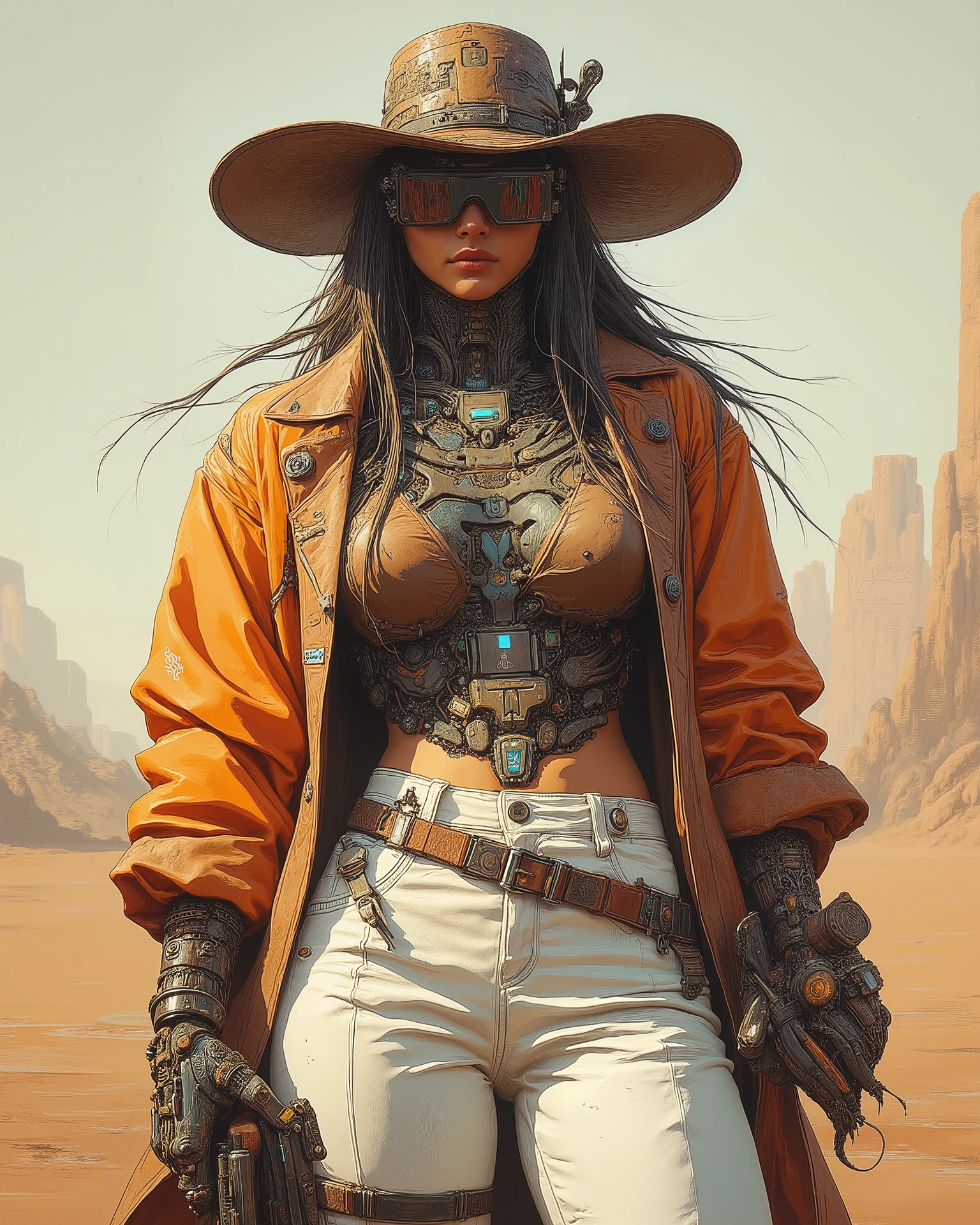 Arab woman in white jeans, cowboy, western cowboy, cowboy, 4k wild west , Old West , beautiful cowboy witch, with a black tail, 🐎🍑, how much , Bella Polchi, 🤠 Use 🖥, female cowboy, Cyberpunk Wild West, Articles 4 K, [Article 4K