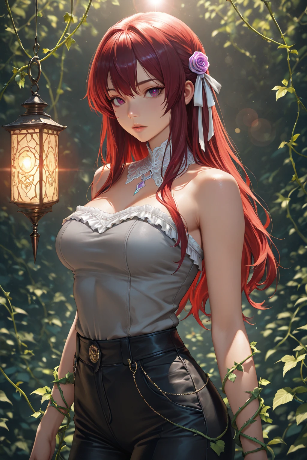 surtr_arknights, choker, (red hair:1.4), (purple eyes:1.5), long hair, (:1.2), thicc thighs, curvy , tanlines,
BREAK, (white shirt), shorts, (wet shirt:1.2), see-through shirt,
BREAK looking at viewer, night, (sweaty body), ((smirk)), (sweaty:1.3), (from below), (frontal view), side view,
BREAK (masterpiece:1.2), best quality, high resolution, unity 8k wallpaper, (illustration:0.8), (beautiful detailed eyes:1.6), extremely detailed face, perfect lighting, extremely detailed CG, (perfect anatomy),ruanyi0070,