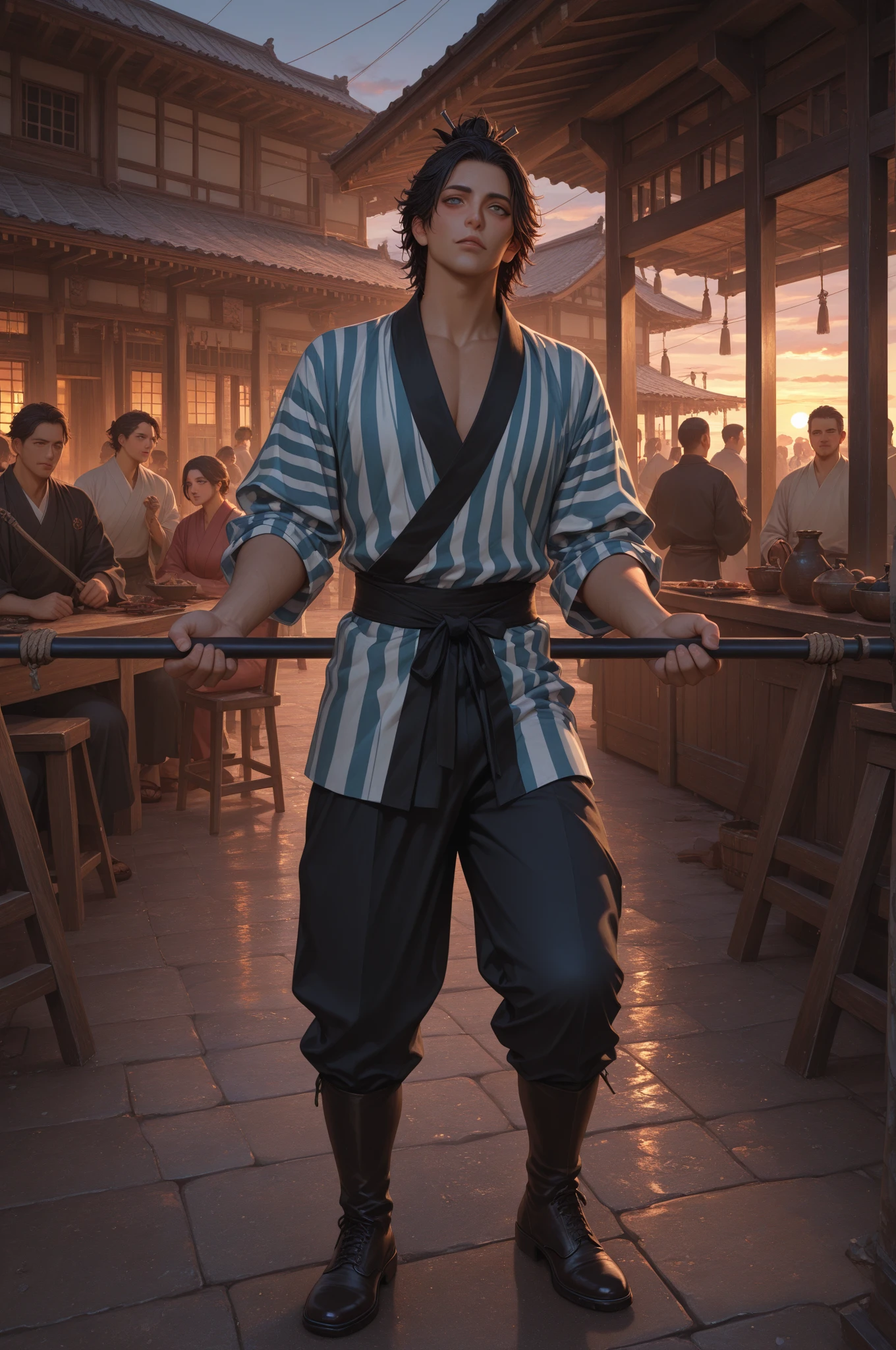A boy with a spear in the streets of the Tang Dynasty --auto