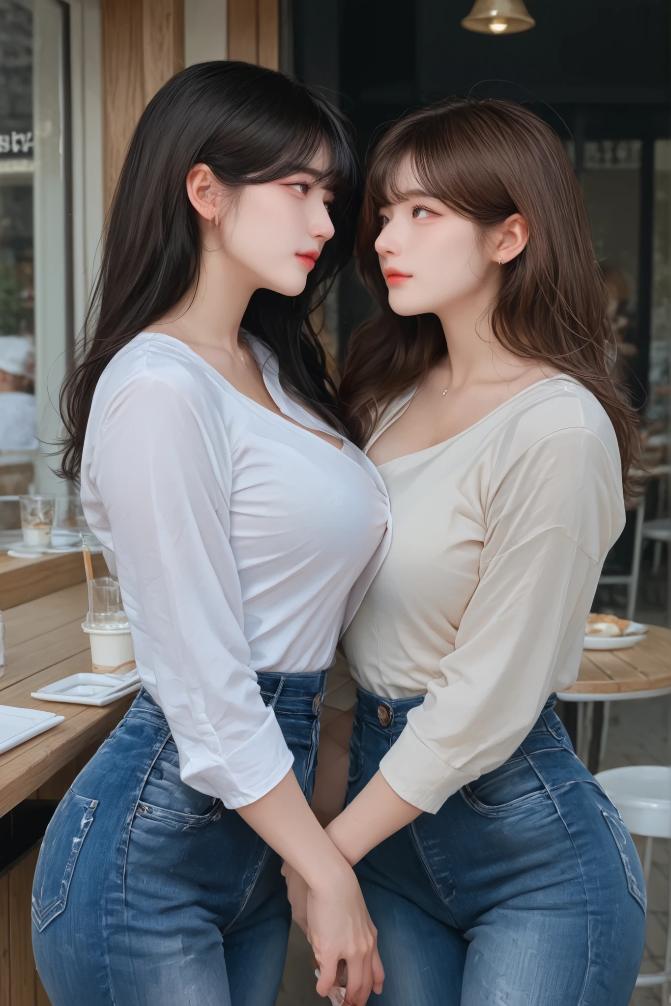 Russian girl, bold make-up, (blonde hair:1.2)