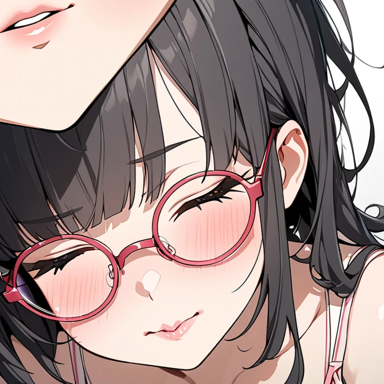 ultra-detailliert, Best Quality, hight resolution, ((A cute ????? toddler with black hair and droopy eyes is wearing rounded glasses and is looking up.))、Pretty eyes, Detailed eye depiction, Eye sparkle, Looking at Viewer, Open your eyes, pale skin, (((Petite))), (flat ?????:1.4), (blush:1.2), (big eye:1.4), (tareme:1.4), In the park where cherry blossoms dance, Focus on the face, long ponytail hair, ((super close up of tongue))、(((from above))), open_mouth, (((face only:1.4))), ((?????)), ????, saliva, close up of face, up of face, ????? sailor suit