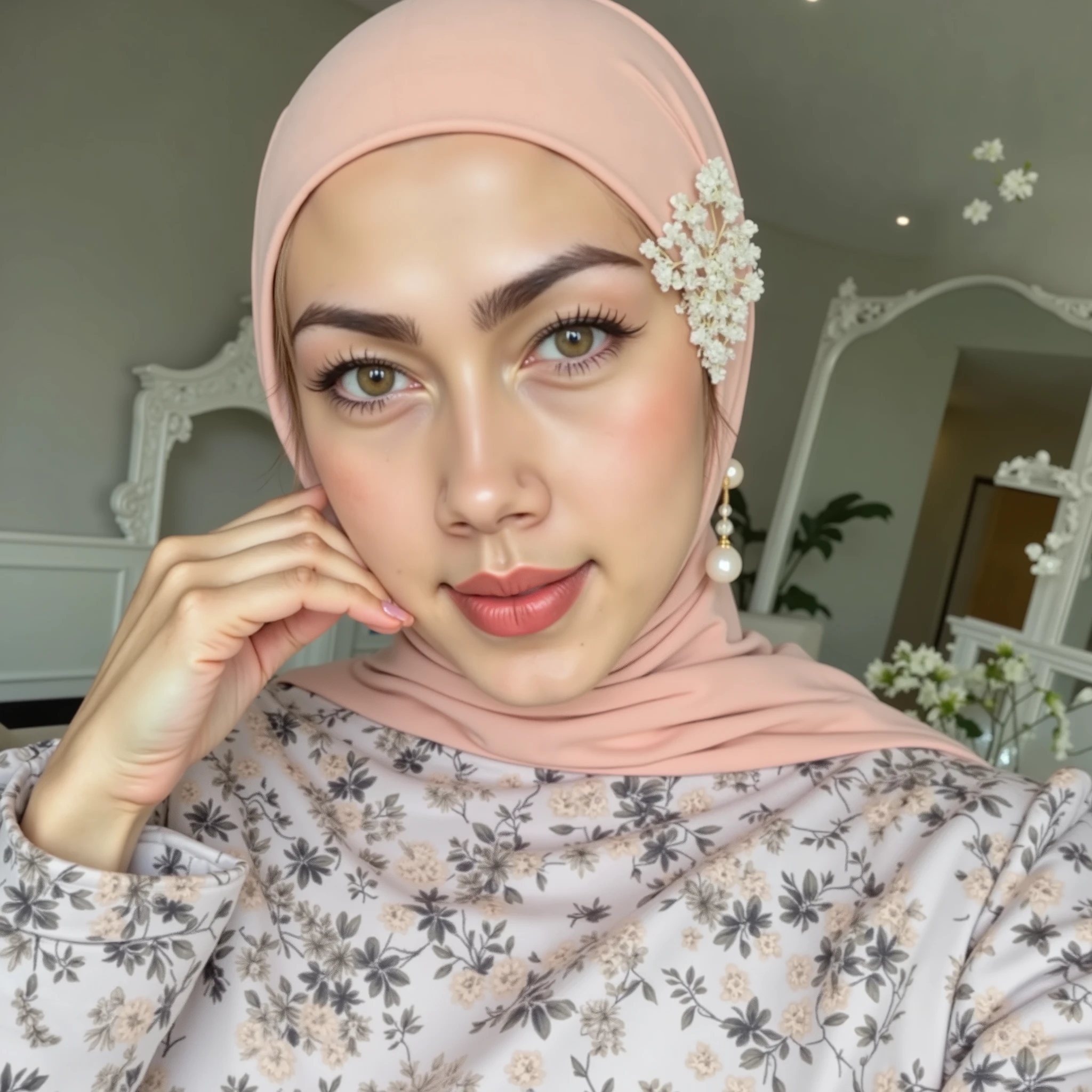 hyper HD, Masterpiece, Textured skin, 4K, Best quality of potrait a Beautiful asian woman white fairy skin wearing dress , close-up half body , happy vibes, beauty smile , open mouth showing teeth , smiling confident , huge breast , perfect hands , auto correct detail fingers.