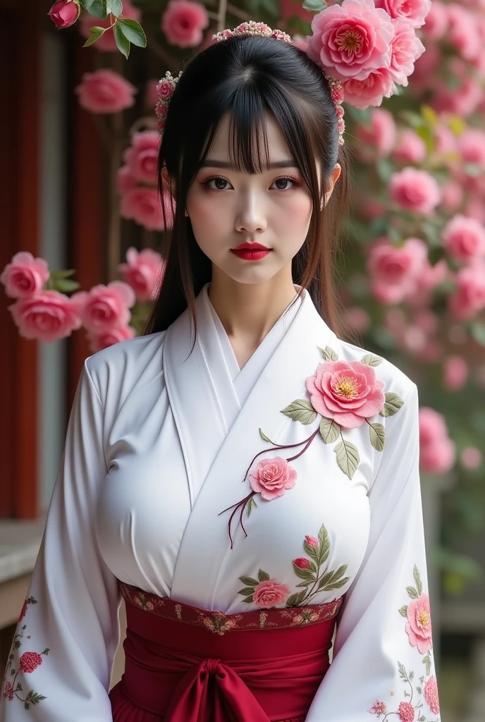 (best quality, 8k, masterpiece: 1.3), ((((((extremely giant : 0.8))))), single ponytail, (beautiful face:1.3), Cherry blossoms are in full bloom, full of cherry blossoms, Floating cherry petals, Gorgeous, authentic Korean hanbok