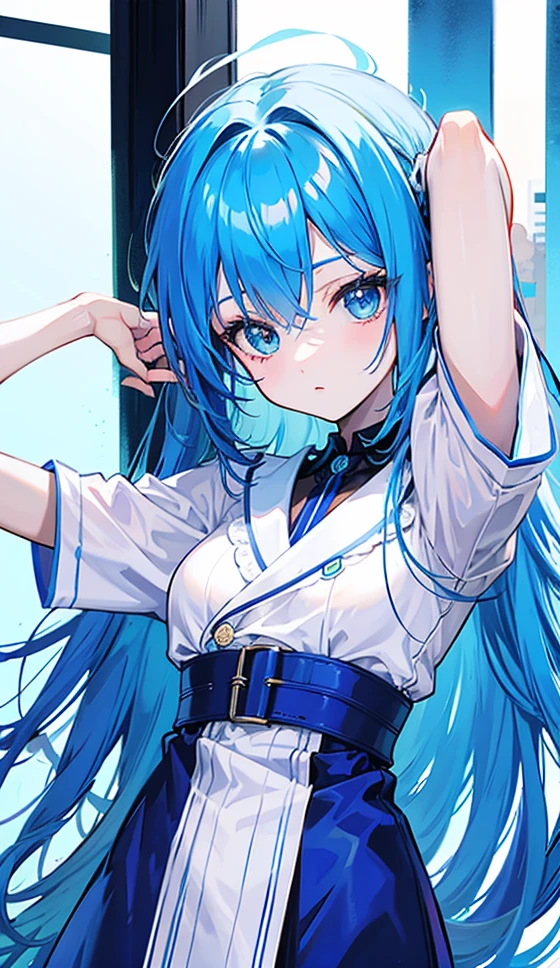 Girl、Blue hair short、