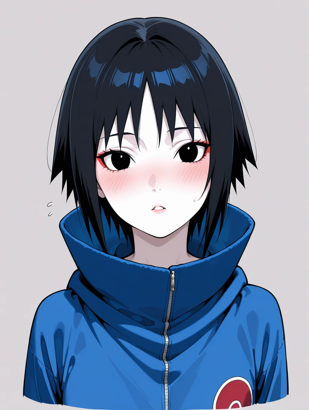 Anime girl with long black hair and blue eyes staring at camera, hyuga hyuga, hinata hyuga from naruto, black haired girl wearing hoodie, chiaki nanami from danganronpa, anime visual of a young woman, in the anime film, as an anime character, portrait of lain iwakura, sui ishida with black hair