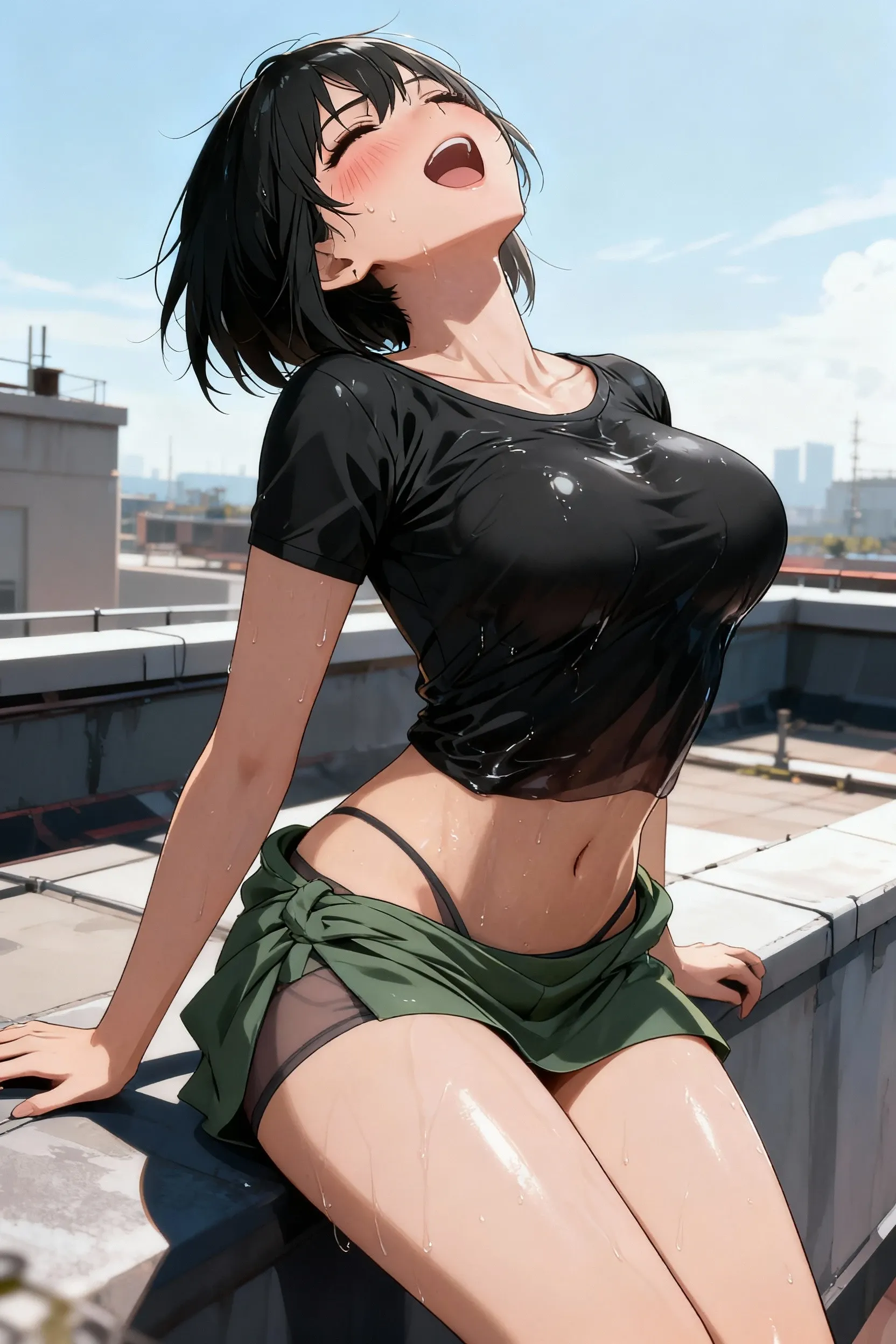 <lora:dolphin_shorts_v0.1:1>
1girl, dolphin shorts, green shorts, from side, looking away,, masterpiece, best quality, highly detailed