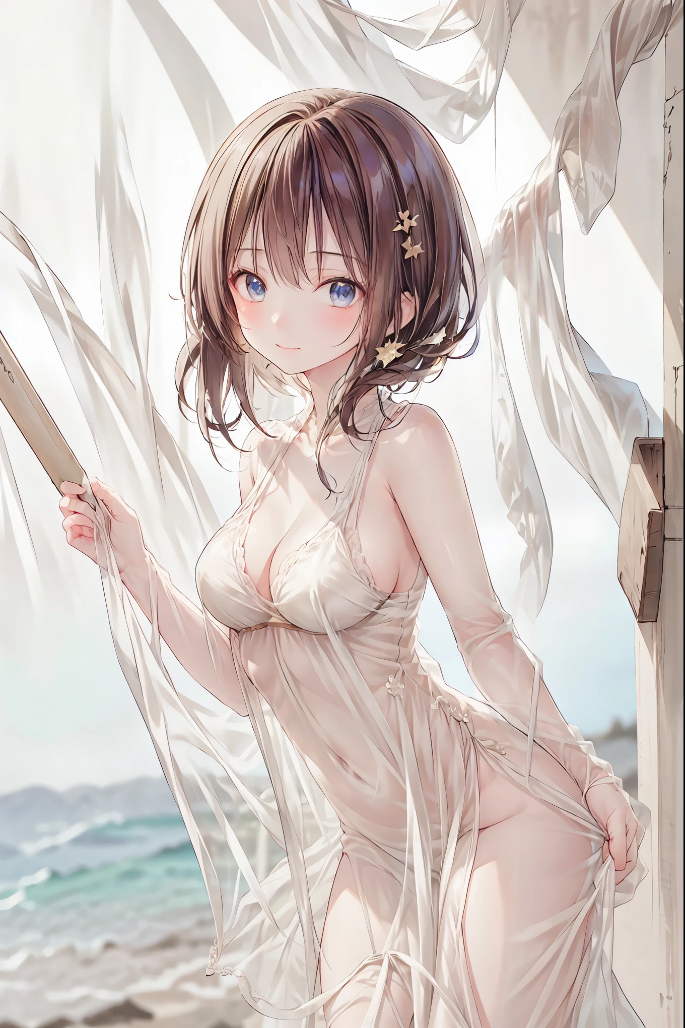 ((Bride Wrapped in a Veil))、graceful behavior、Blasphemous expressions、Dark Dawn、holy church background、 sex、High Quality、portrait、Picture、HDR、bokeh effect、Delicate Hues,meteor、空から降り注ぐmeteor、無数のmeteor群、Under the veil、Baby-Faced Girl with Invisible Expressions、Winter clothes、in the crowd、modest smile、Delicate Feelings、Quiet Presence、A Place Reminiscent of Winter、soft lights、Pale colors、Soft and Delicate Portrait of a Woman、Realistic and Delicate Digital Art、High definition 8k、very detailed、Peripherals Specialized Illustration、Pictureような写実性,brown hair,shortcuts,disheveled hair,short braided hair,neat,Slender Beauty,correct posture,small tits,beautiful legs,Seductive Gray-Blue Eyes Shining Like Stars,Saggy Eyes,Brilliant Colors,beautiful eyes,A delicate smile,textured skin,最High Quality,gentle and beautiful woman,anime style、