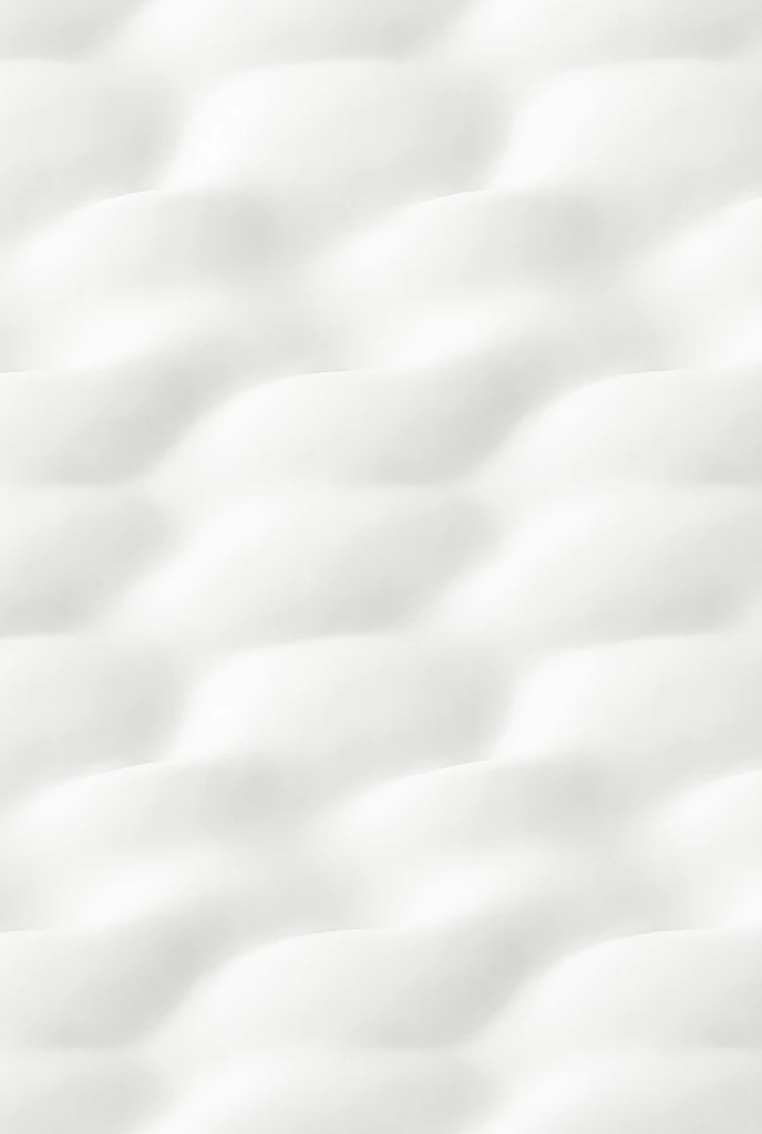 A seamless, repeating pattern composed of softly textured, undulating, wave-like forms. The pattern consists of a matrix of rounded, pillow-shaped elements arranged in rows and columns, creating a visual rhythm. Each element smoothly curves upwards and downwards, forming a continuous wave. The surface appears matte and refined with a soft, diffused light, highlighting subtle variations in depth and contour. The entire composition is rendered in shades of pure white, imparting a clean, minimalist aesthetic. The light source appears to be indirect and ambient, casting soft shadows that emphasize the three-dimensional quality of the forms. The overall texture is smooth and inviting, suggestive of padded surfaces or luxurious materials. The perspective is a direct, top-down view that showcases the pattern’s symmetrical arrangement and consistent design. The mood is calm, clean, and modern, with a potential feeling of comfort. Style keywords: Minimalist, abstract, geometric, textile, modern, elegant.