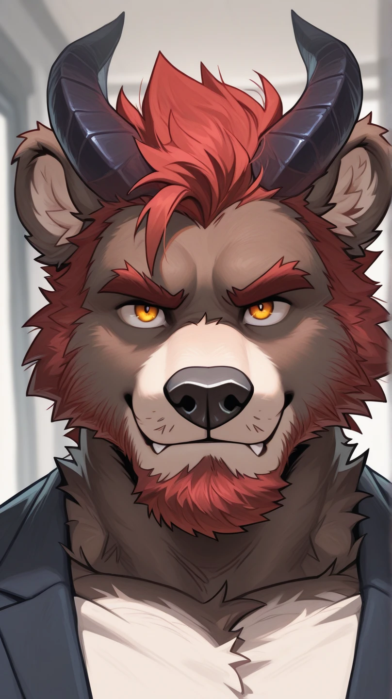 Source_furry, 1boy, furry, detailed background, Bear, bara, hair ...