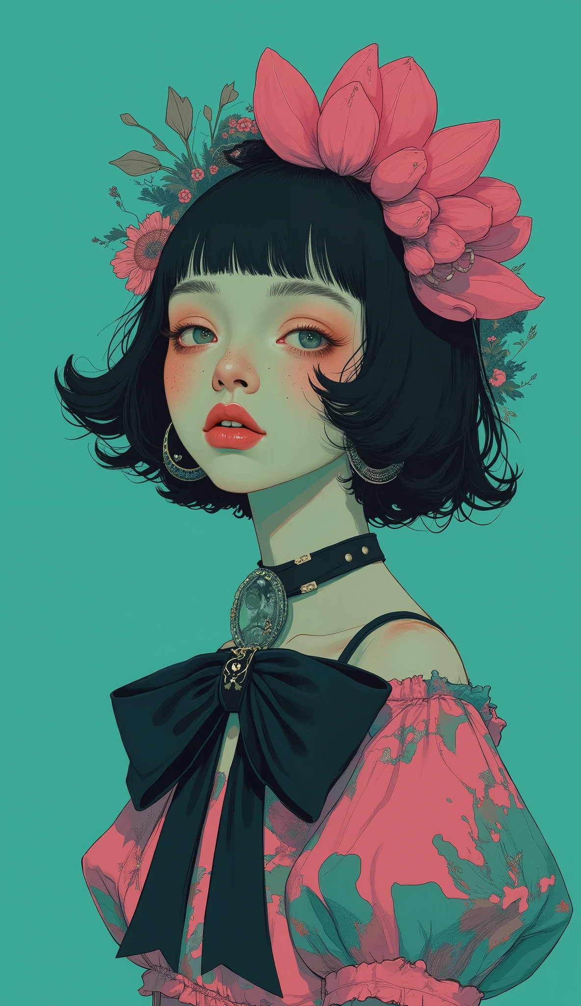 chiaroscuro technique on sensual illustration of an elegant woman, vintage ,silky eerie, matte painting, by Hannah Dale, by Harumi Hironaka, extremely soft colors, vibrant, pastel, highly detailed, digital artwork, high contrast, dramatic, refined, tonal