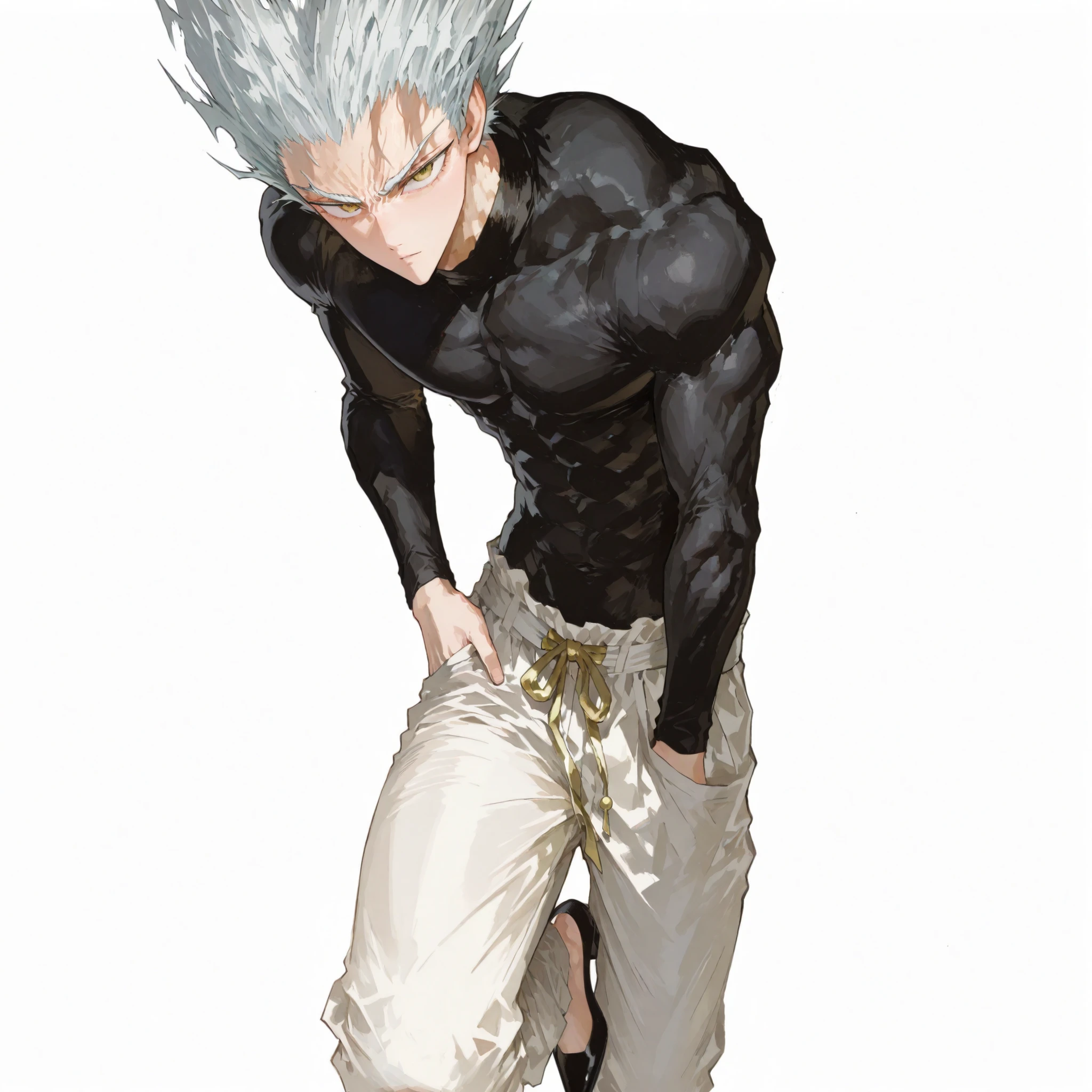 1 man full body [[[silver hair, yellow eyes, sexy harry line, suitable muscle, One Punch Man [Garou] illustration, high definition, Clean Background, clean lines, delicate expression, soft texture, Clear, 4K, Delicate Drawing, 초high definition,     perfect ratio, Idol Body Type]]]
bright, high definition, HDR,UHD, hyper detail super detail, finely detailed beautiful eyes and detailed face, best quality