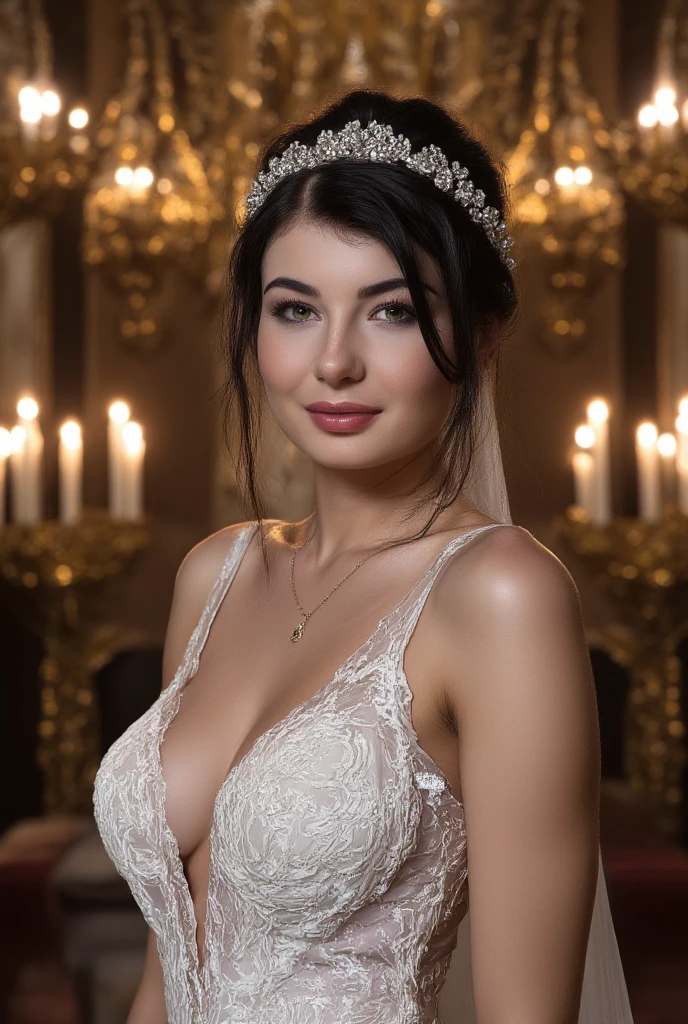 Isabela Merced in a vail in a wedding dress with white gloves, bridesmaids, tiara, (:1.5), (:1.3), naughty, smiling, Real Life, full bodyshot, Ultra Realistic, Photorealism, Photography, 8K UHD, Photo, HDR, Complex and Elegant, Highly Detailed, Sharp Focus, Stunning, Beautiful, Gorgeous), (Masterpiece: 1.2, Best Quality 1:1, Ultra Detail: 1.2, Best Shadows, 8k: 1.1), (beautiful detailed face), high contrast, (perfect lighting: 1.2), (cinematic light)), colorful, hyper-detail, dramatic light, intricate detail, photograph by arny freytag