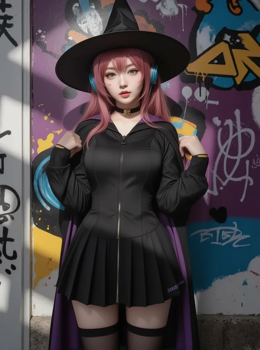 ハロウィーンウィッチスーツのQwen-Imageカード