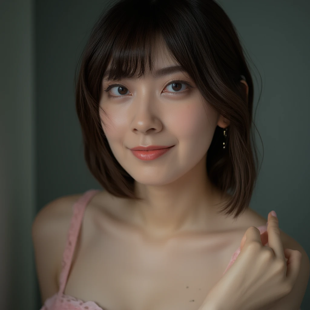 (mesa, of the highest quality、ultra high resolution、enfoque de enfoque de cara、centrarse en los lados、enfoque en el ombligo、enfoque escote、belleza muy atractiva、Add intense reflections to your eyes.、look closely at the camera:1.4、Flequillo absolutamente hermoso:1.4、Cabello bob corto moreno con flequillo:1.4),1 chica, Informe, pelo , realista, mirando al espectador, pale black eyes, cabello corto, labios, brillo de labios, parte superior del cuerpo、ojos grandes、eyelash)、((fondo natural italiano、palo hiper real:1.4))、((cabello corto with bangs:1.4、Hermoso flequillo con 46 puntos.:1.4、{enorme|grande|enorme|mega} pecho:2, escote:2、ojos grandes、Brinde a los estudiantes aspectos destacados muy poderosos、very grandeger pecho、mira a la audiencia、muy hermosa belleza、show me your ears、hermoso cuello largo、hermoso escote、sonrisa、A sonrisae　hermosos dientes、Open your mouth and sonrisae))、28 years old、very pretty super model、perfect 