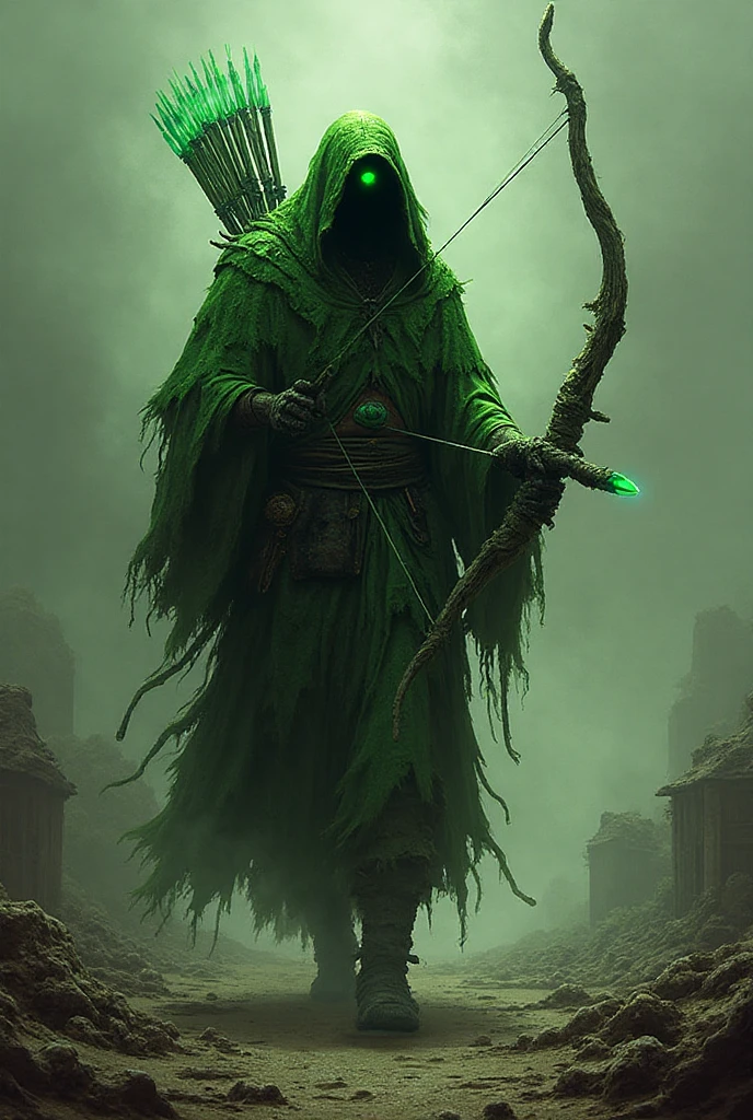 Play the plague rider in green robes, Leprosy and a bow with green ...