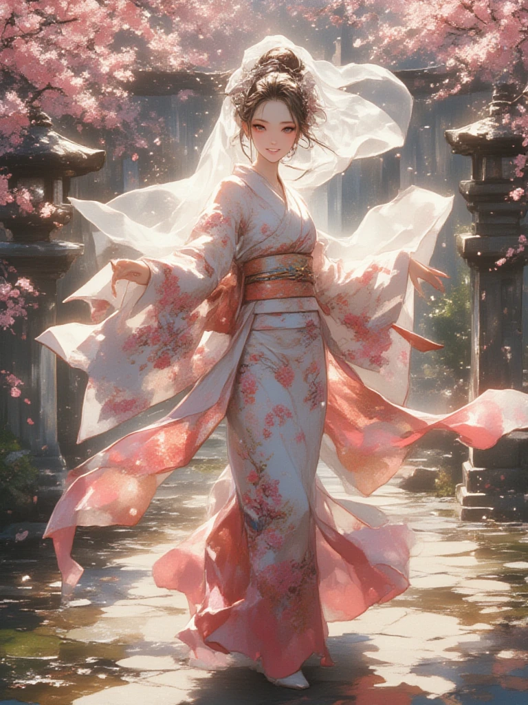 anime girl in a white dress holding a flower in a garden, beautiful anime artwork, beautiful anime art, guweiz on pixiv artstation, guweiz on artstation pixiv, beautiful anime, by Yang J, a beautiful artwork illustration, beautiful anime portrait, artwork in the style of guweiz, anime fantasy artwork, anime art wallpaper 4 k