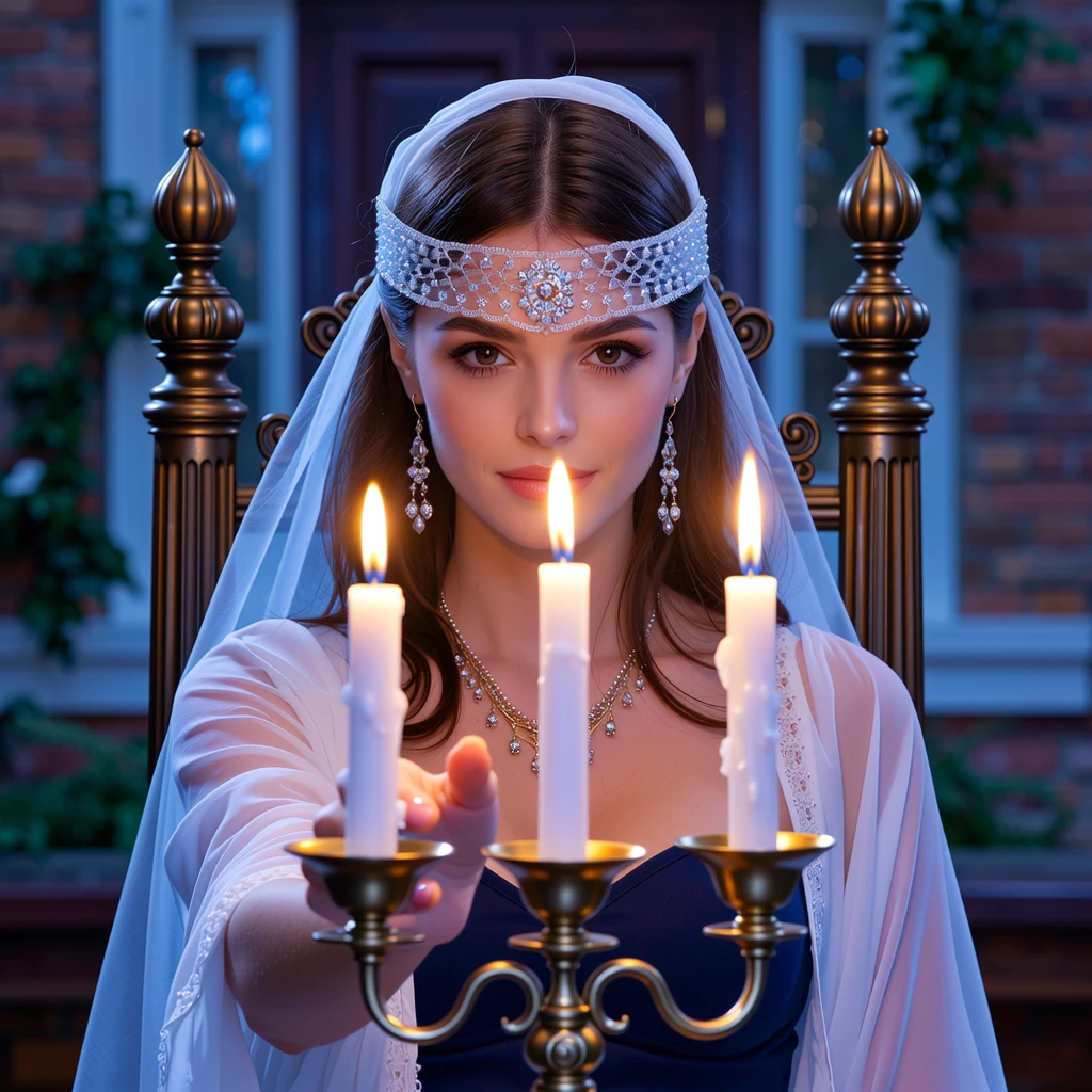 A  nun, upper body,dressed in a long black habit, that purple flame flows around her. Her face is both beautiful and dangerous, with pale skin and dark eyes that seem to glow in the darkness,Her hair is long and flowing, stretching down her back like tendrils of smoke. On her lips, a deep red lipstick adds a touch of color to her otherwise monochromatic appearance. purple flame that dance around her, , she holds a iron chains to contorl the purple flame candelabrum , each link clinking softly as she moves. fantasy, global illumination, backlighting, bloom, ((cold light)), sharp focus, photo realistic, detailed skin, background out of focus, cinematic composition , ultra-detailed, realistic , hyper-realistic , volumetric lighting, 8k, trending on artstation