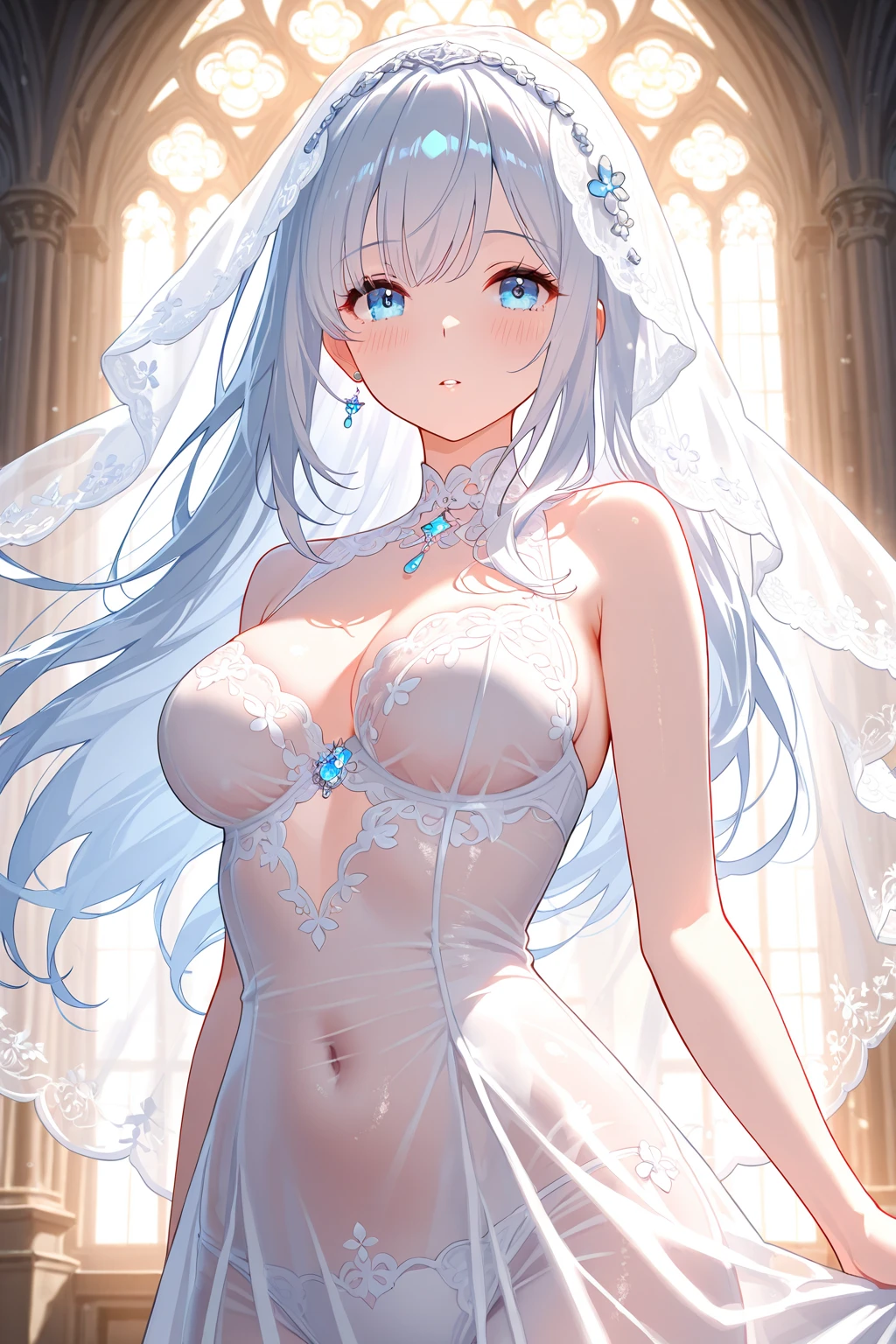 Paradise in Heaven, White lighting,(muste piece), (best quality), (cinematic), 8K, (art station),(長いwhite hairとSilvery eyesを持つ1人の女), (beautiful delicate face)、[Frozen trees々], [landscape crystal], [lighting], [Ethereal Atmosphere:1.1], [fantasy, short story] ,[soft なlighting] 、(+cinematic shot:1.2)、 [+art station] 、[+luminous white background] 、 [soft glow] 、(Creative and dynamic angles:1.3), [+Crystal Toning] 、muste piece, very detailed, Super detailed, solo, (pale skin), Silvery eyes, white hair, (snow background), (snowflake rosen flower:1.0), (shining crystal), (Snowy ground), (White lashes), ???? woman、dreamy and detailed, Gorgeous setting, 妖しい雰囲気 muste piece, The most beautiful scenes, majestic、(((full of white flowers)))、quiet and serene atmosphere、attractive, all white tones,Inside the crystal library,Transparent flowers and falling snow，Many white roses are planted,(water flowing,waterfall,water bloom),The decoration is also carefully done.,dream（very detailedです，creative design，crisp and precise lines，K HD，best quality，master piece，超High resolution，In 4K）、Diverse poses、((beautiful white flower hair ornament))、beautiful hairstyle、(best quality, In 4K, 8K, High resolution, muste piece:1.2), Super detailed, detailed expression, graceful posture, expressive brush strokes, mysterious atmosphere, artistic interpretation,Delicate floral jewelry， (((Detailed design、beautiful ?????????????????、Sheer ???? dresses)))、(SFW:1.5), (oversized ???????, best body proportions, proportions of ?????????????,:1.5),(white decoration on thigh)、((Beautiful crystal accessories on the legs))。((Beautiful crystal accessories on the arm))