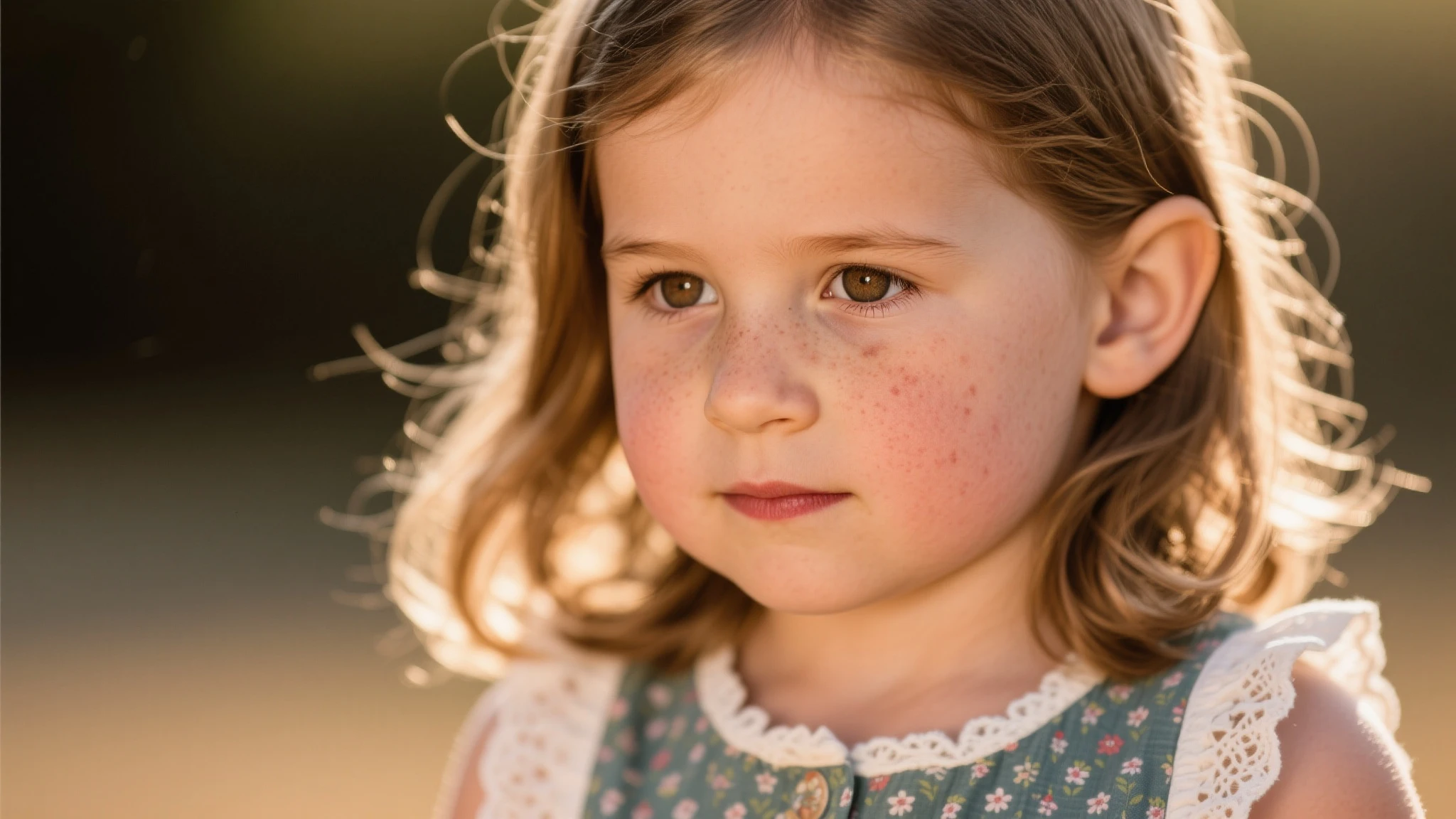 3 year old  blonde with curly hair and green eyes with freckles
