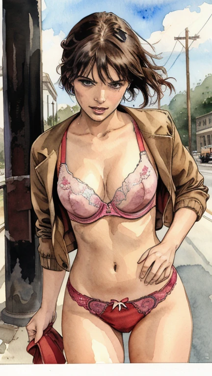 woman 30 years old, corte bob pelo rojo rizado, (La mejor calidad, Obra maestra: 1.1), (Fidelidad: 1.4), (NFSW: 1.5),(Paisaje detallado en el fondo.: cama hotel bedroom, con brillo de labios tableright, red lipstik, many eyelashes, sombra de ojos negra oscura), gafas redondas de plata, mirada lasciva, purple pupil, sonrisa lasciva, ruboroso, pecas por el cuerpo, alta calidad, High resolution, Collares, Gargantillas, Pendientes y pulseras,  saggy ??????, translucent lace panties, small sheer lace bra, ??????? are about to come out of bra, bra is about to burst, el pico del pecho sobresale, la forma del pico del pecho es claramente visible, white translucent off the shoulder shirt, cuerpo completo, Piel hermosa, rodillas separadas, a lot of exposure, muy linea, cuerpo ???????,  sentado en el escritorio del profesor, Piernas abiertas, entrepierna desnuda, Pata de camello, detailed hairy pubic ???????, pico duro en el pecho, Mirando al espectador, POV desde abajo,