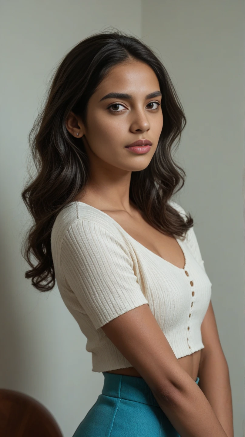 south asian  features. girl. Should look very beautiful. pretty. Highly detailed and hyper realistic. The skin texture should be highly detailed and extremely accurate. thick black hair and brown eyes. Face must be accurate. Highly detailed face and  features. Extremely accurate representation of face and  features. Face should be highly detailed and hyper realistic. Every thing from the body should be extremely perfect and realistic. hyper realistic. Skin texture is natural and realistic. Face is realistic and extremely detailed. Eyes are detailed and accurate. Highly accurate. eyes should be realistic and accurate. hyper detailed. perfect details. realistic proportions. hyper realistic skin texture. smiling. black eyes. eyes are black.