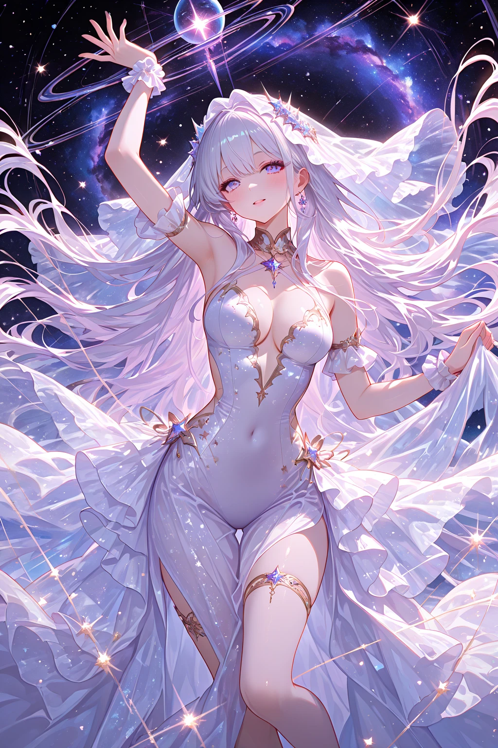 最high quality、Bigger on the screen、1 beautiful woman,Elf ((sleep on your back,))Completely ?????、((?????????2.0))Ice decorated tiara、宇宙空間に浮いている Bold composition、universe space world、Floating and sleeping in space、Lots of snowflakes、Bold composition、Lying down in space、Wet、Beautiful groin、Looking up in space, looking at you、Beautiful ???????、detailed groin、、Blushing、、???????、Beautiful thighs、Filled with red roses、 E.G: Worst quality ,flower fractal fine art、Fill the screen with flowers、Bigger on the screen、Lie on your back and face this way、Beautiful Eyes、With your ??????????、Beautiful Eyes,High-definition depiction, Realistic, 8K, Unity, , light smile, Beautifully and vividly drawn, , Beautiful, beautiful, clear skin、sexly  ???? ,sexly 、???????、 Raise your arms behind your head,  Romanticism,mosquito。 The most beautiful form of chaos, Mr..々Farbe, Intertwined flowers, P article,Magical gentle light,smile,????,image quality、masterpiece、Beautiful Face、Super beautiful woman((Big breasted 22 year old office lady、Bust 120,Beautiful long ironed hair、Silver Hair、height: 165cm。、????、Esbian、high quality、Beautiful decoration、Visual Arts、最high quality、1 woman E.G: Worst quality ,Flower fractal art、、Beautiful radiance,High-definition depiction, Realistic, 8K, Unity, , light smile, Beautifully and vividly drawn, , Beautiful, beautiful, clear skin、sexly Countless rays of light pouring down, Swirling Light, , Raise one arm above your head, Intense light is emitted from the magic starry circle  front of the girl. Romanticism,: The most beautiful form of chaos, Mr..々Farbe, Intertwined flowers, Particle,magical gentle light,smile,sexly,image quality、masterpiece、Beautiful Face、Super beautiful woman((Big breasted ,Beautiful 、sexly、Esbian、、high quality、Visual art、Written boundary depth、、、universe、Happy smile、、、elegant、ticker beautiful decorative、、magic、、A kind smile、wonderful、Fluttering petals、、Cultivate fantasy、、、art、art,mystery,Ultra-high resolution,atmosphere 最high quality、((sleep on your back))????、??????