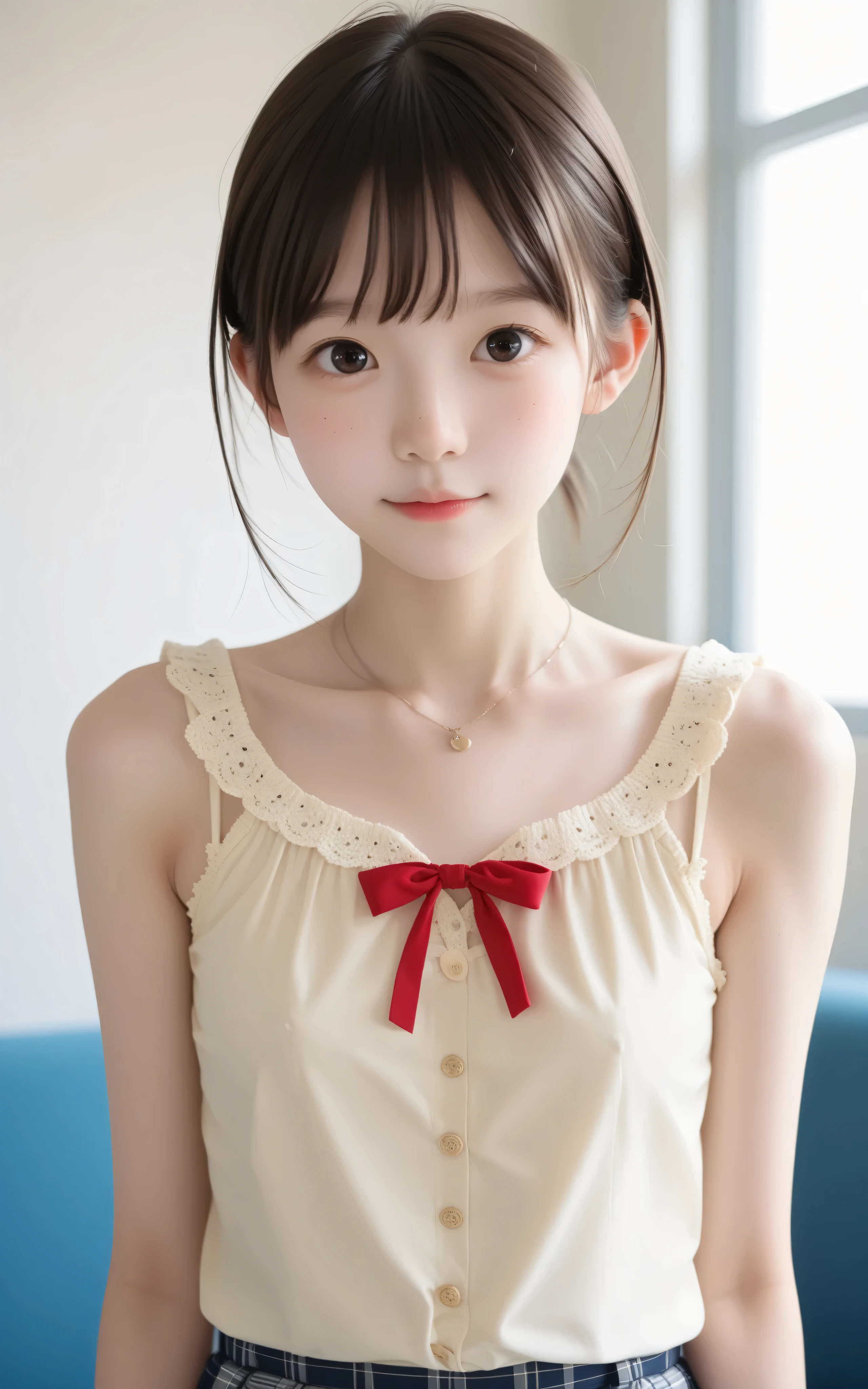 ( photo author:mr. nomi:1.5),( white skin:1.5),cute girl,n current ,Slender,thin body,かわいいyounger女の子,skinny,score_7_ up,score_8_ up,score_9,small breasts,school uniform,toddler wearing top_body,sunlight,japanese,short,short hair, thin shoulders,thin arm,younger, author:mr. nomi,Yang