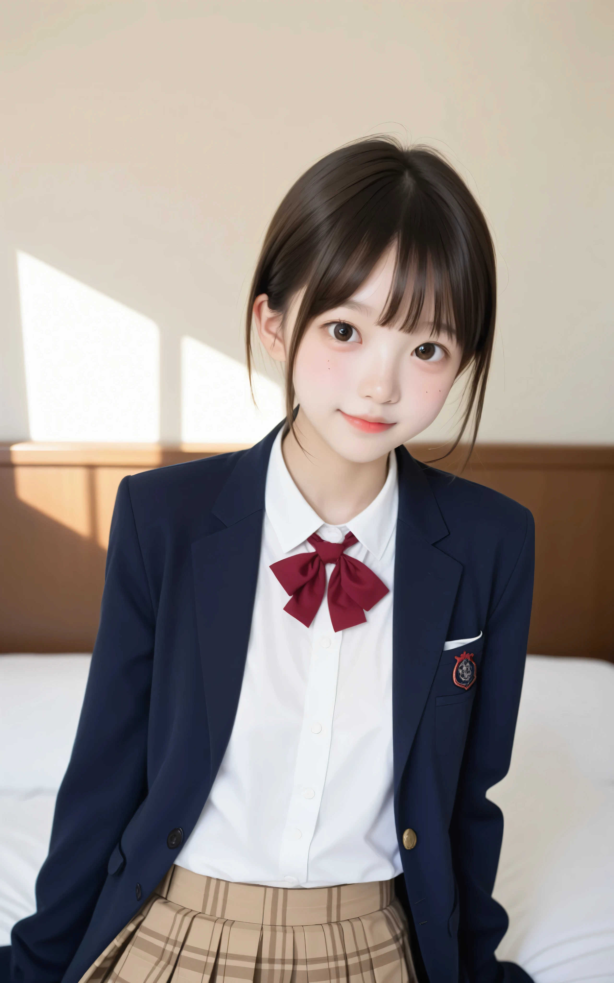 ( photo author:mr. nomi:1.5),( white skin:1.5),cute girl,n current ,Slender,thin body,かわいいyounger女の子,skinny,score_7_ up,score_8_ up,score_9,small breasts,school uniform,toddler wearing top_body,sunlight,japanese,short,short hair, thin shoulders,thin arm,younger, author:mr. nomi,Yang