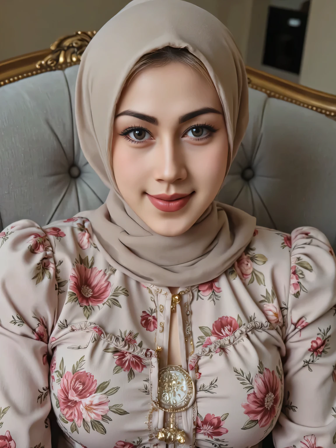 hyper HD, Masterpiece, Textured skin, 4K, Best quality of potrait a Beautiful asian woman white fairy skin wearing dress , close-up half body , happy vibes, beauty smile , open mouth showing teeth , smiling confident , huge breast , perfect hands , auto correct detail fingers.