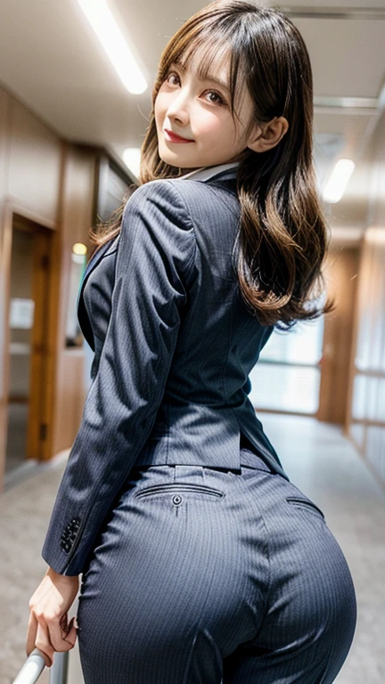 High definition、One person、Beautiful woman、Realistic、sexy、blazer、office、Japanese、tie、Back view、underwear