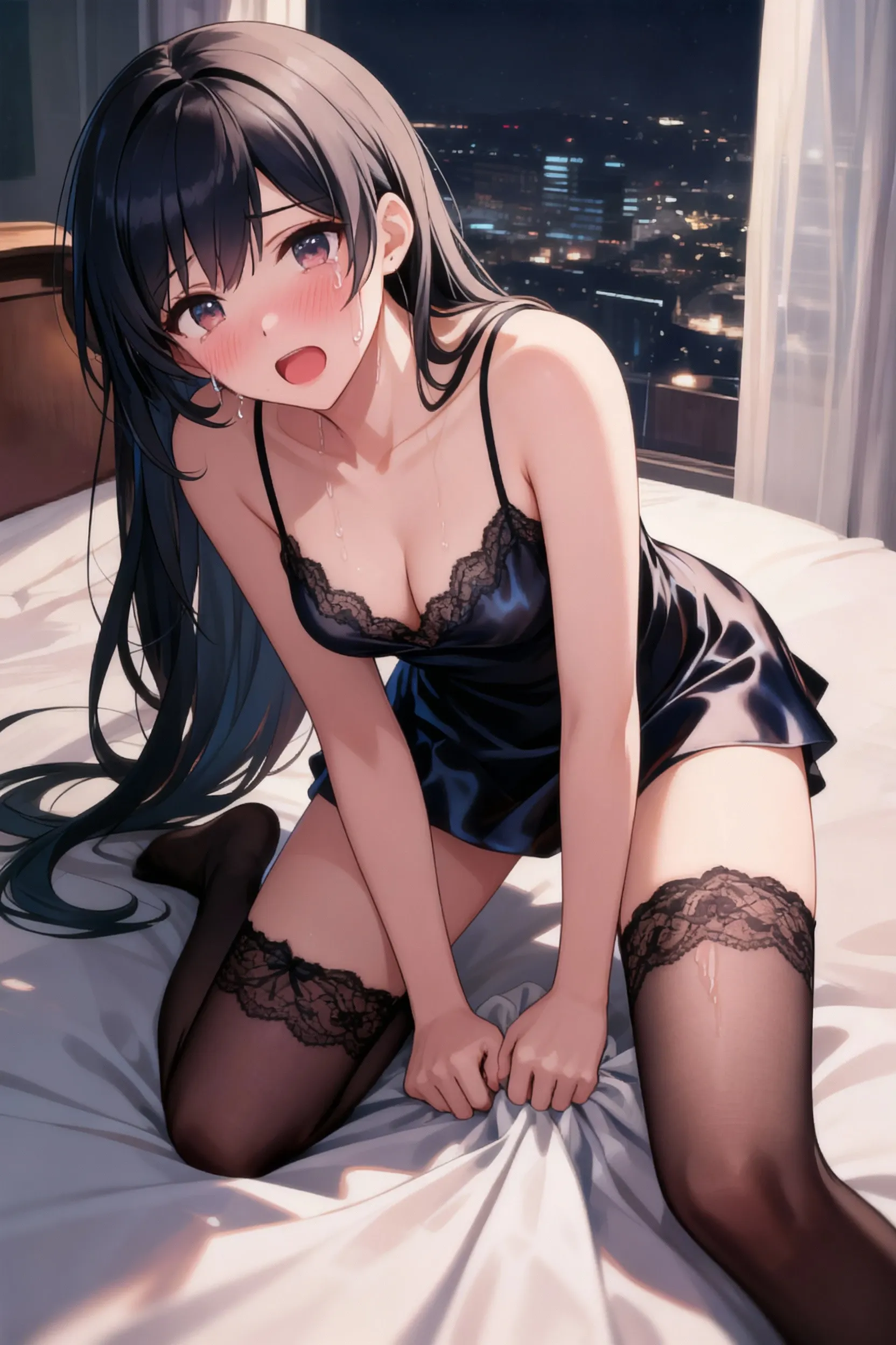 (hmmm:1.08), (estilo-silvamágico:0.88), (Extremely detailed 8k render CG octane wallpaper), the most beautiful work of art in the world, happy grin, a full-length photo of a  woman alone looking at the camera, ((( feet and your body in the fetal position on the bed))), long hair spread out, (:0.50), full dynamic color, intricate, high détail, sharp focus, dramatic, photorealistic prime work painting, model shoot style
