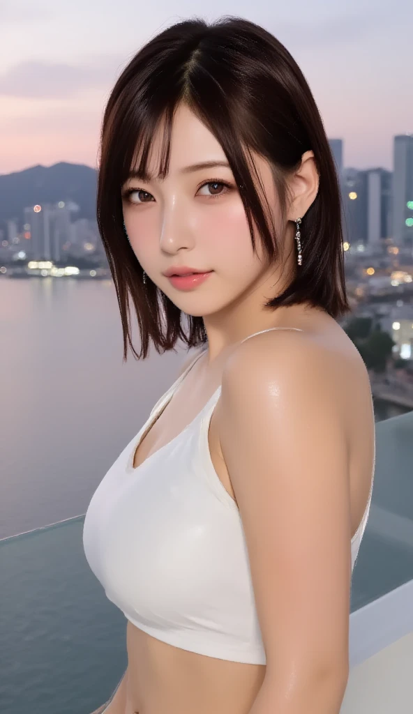 Mix 4, (8k, Live Shooting, Highest quality, masterpiece: 1.2), (Real, Photorealistic: 1.37), 一人のgirl, cute, night, rain, Wetty, Professional Lighting, Photon Mapping, Radio City, Physically Based Rendering, Gradient black hair, Gray Hair, Short Curly Hair, good looking, girl, Highest quality写真, High resolution, 1080P, (Clear Face), (Detailed face description), (Detailed hand description), (masterpiece), (Exquisite CG)、Extreme light and shadow、Disheveled Hair、Masterwork、Rich details、(Fine  features)、(Highest qualityの写真)、(Masterpiece)、(Detailed eyes)、Look in front of you、Detailed clavicle、((Mid-breasted))、 、Sexy、Lady、Clear、Smooth Hair、Clothes are not shiny、nightの砂浜、Swimwear、Black Bikini、Ocean、skirt