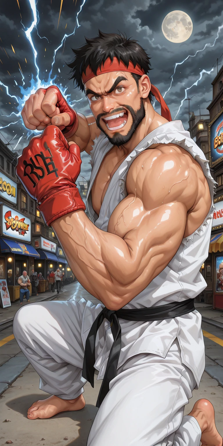 High Definition 3D Ultra HD 8K,,masterpiece、highest quality、bold composition,(karate uniform,red headband :1.2),ass pov,(25-year-old male),male focus,,lying,abdomen,open your lges,muscular male,toned,toned male,big pectorals， Street Fighter,Ryu, Sexy、black hair, (detailed face,closed eyes,叫んでいる、,blush、:1.2)、city、lying,（,.:1.5）,Sweat、vapour、glowing skin、Strong muscles、projectile ,
