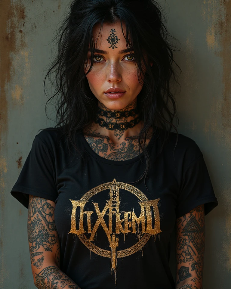 , , ,  pose, Melena is a beautiful necromancer., black fur, in the style of a Heavy Metal magazine cover, low-cut robe with high details, High detail face, high detailed leather, fit athletic body, Heavy metal aesthetics, necromancer's lair background, high quality, Masterpiece, realistic photo, intricately detailed, 8k, HDR, shallow depth of field, wide light, High contrast, backlight, light flares, chromatic aberration, sharp focus, Raw color photo, looking to the camera, cold colors,  pose,  smile