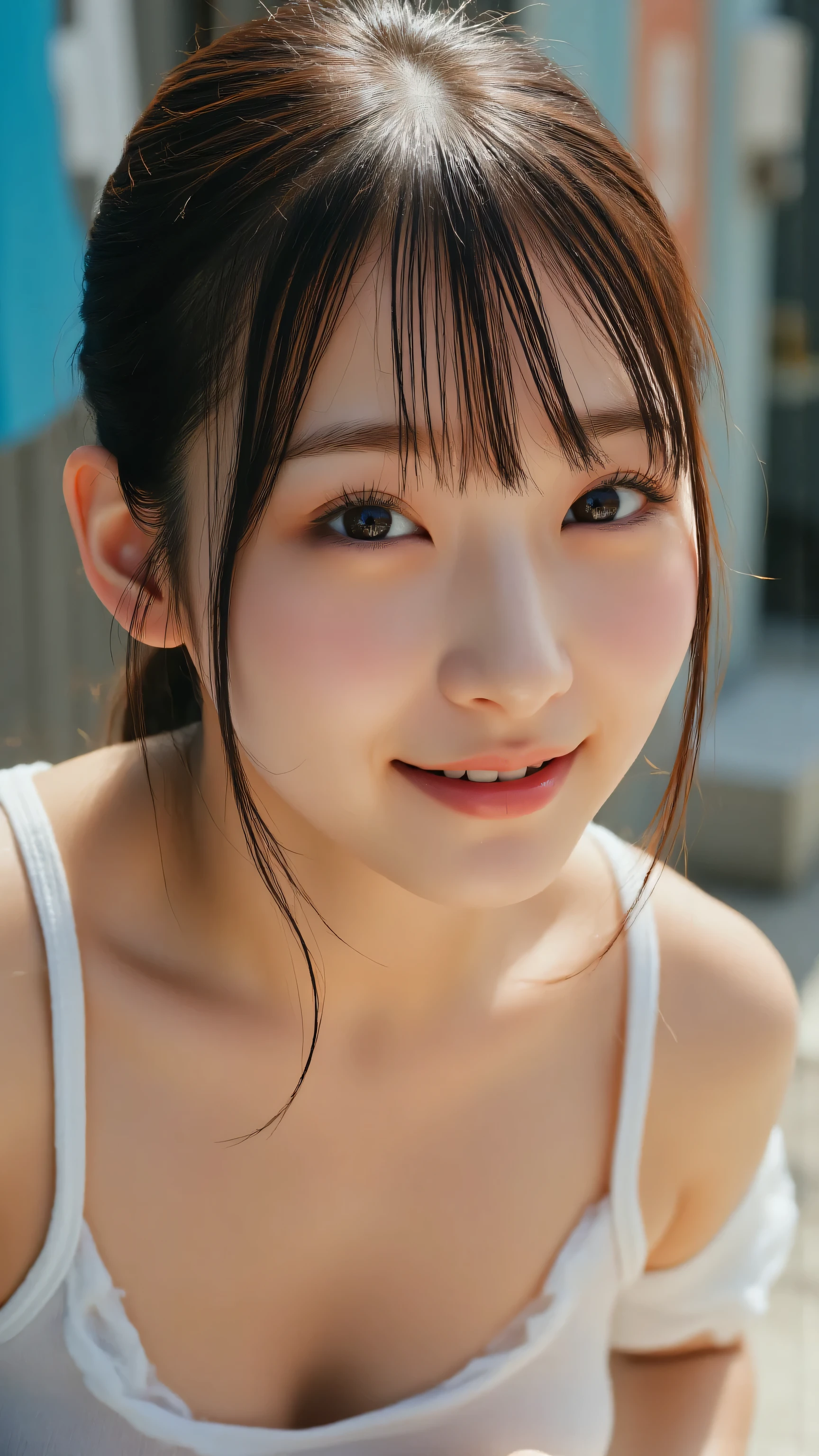 Solo Shots of Japanese Actresses、High Resolution 8K RAW Photos, captured in a portrait with cinematic brilliance and photorealistic details (realistic, photo-realistic:1.2). beautiful face above the castle gate, with detailsed seductive eyes, sophisticated nose, white skin, she casts a sensual gaze at the camera. wet hair clings closely to wet skin, Wet clothes — transparent, seamless , slim strap, fit, High Leg White Leotard - Exposed Kamato and Glorine Wedges (details:1.4), with covered nipples and small breasts. she wears ankle strap sandals, leaning forward with elbows on her knees and detailsed hands clasped, she wears ankle strap sandals. Background 、Urban Banffy Wall with bold colors and textures drawn in portraits with cinematic brilliance and photorealistic detail, Made with sharp focus and the highest quality, Highlights her graceful appeal.
,small breasts, Hidden Nipples ,