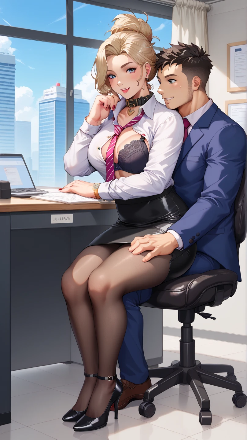 score_9, score_8_up, score_7_up, score_6_up, score_5_up, score_4_up,
aamia, navy pinstripe jacket, white lapel, suit jacket, skirt suit, red patterned necktie, blue dress shirt with white collar, belt, waistcoat, three-piece suit, open jacket, high heels, makeup, dark eyeshadow, red lipstick, kneeling, overcome with pleasure, bedroom eyes, biting lip, looking at viewer, smirk, office, glasses, ??? on face, wet clothing, ??? shot, ????? covered face, ??? in hair, facial, , projectile ???, excessive ???, ??? in mouth, ??? on hair, ??? on body, ??? on clothes, cumdrip, ??? string, ??? pool, ???????, ???????, blowbang