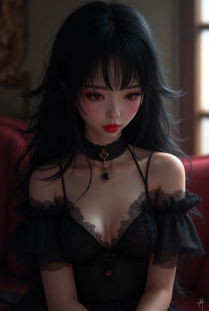 Heavy black eyeshadow